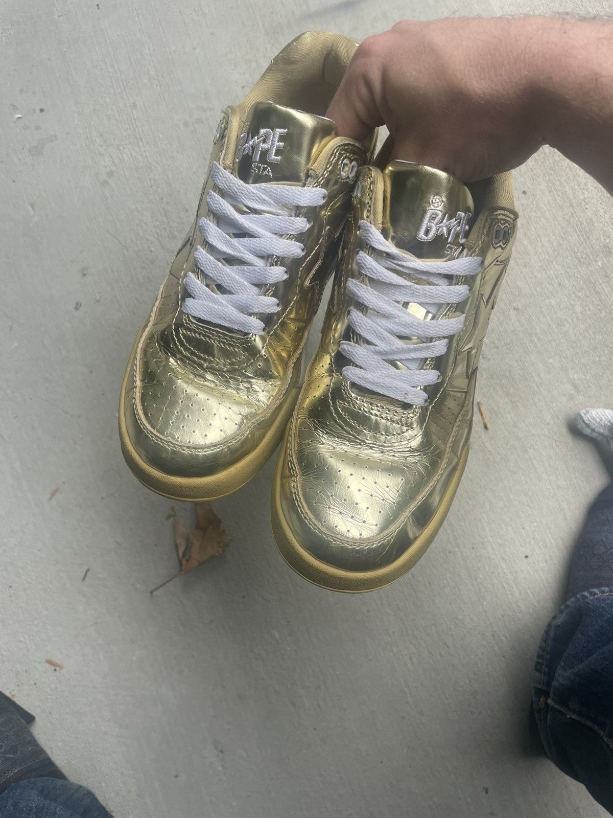 Bape Bape Bapesta Gold Trainers Size US 8.5 / EU 41-42 - 8 Thumbnail