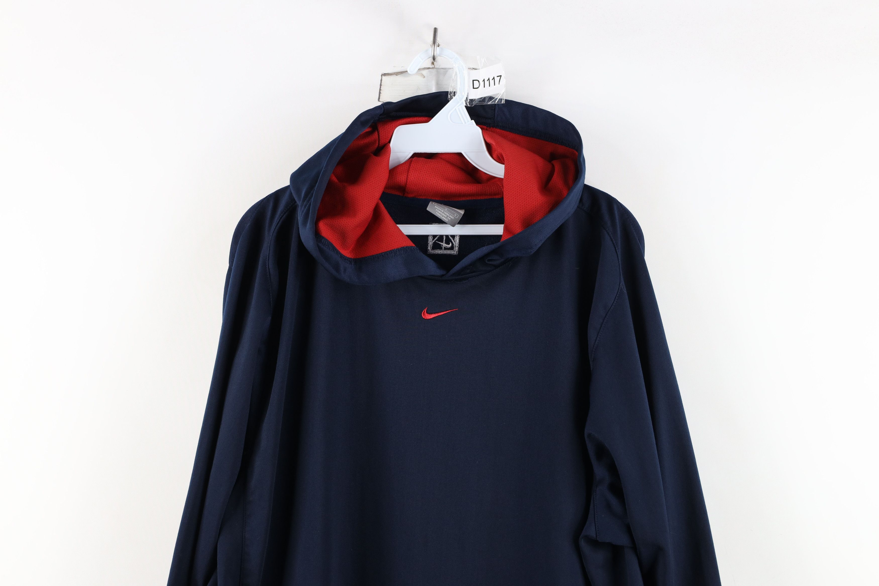 Nike × Vintage Vintage Y2K Nike Basketball Center Swoosh Striped Hoodie Size US L / EU 52-54 / 3 - 2 Thumbnail