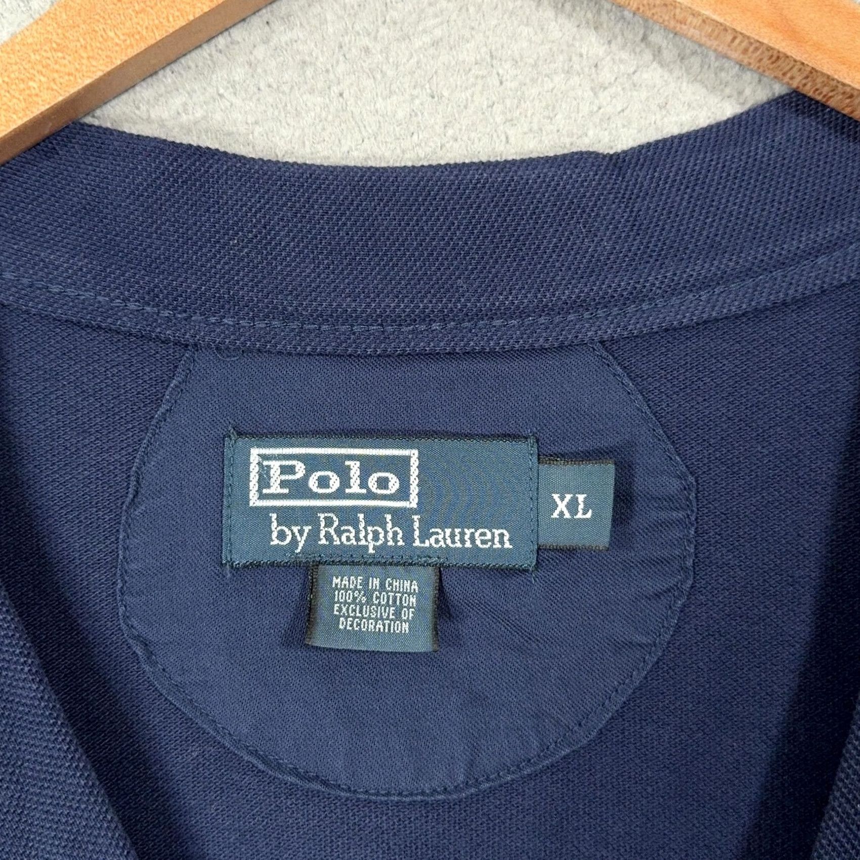Polo Ralph Lauren VINTAGE Polo by Ralph Lauren Cardigan Mens XL Blue Cotton Logo Sweater Size US XL / EU 56 / 4 - 3 Thumbnail