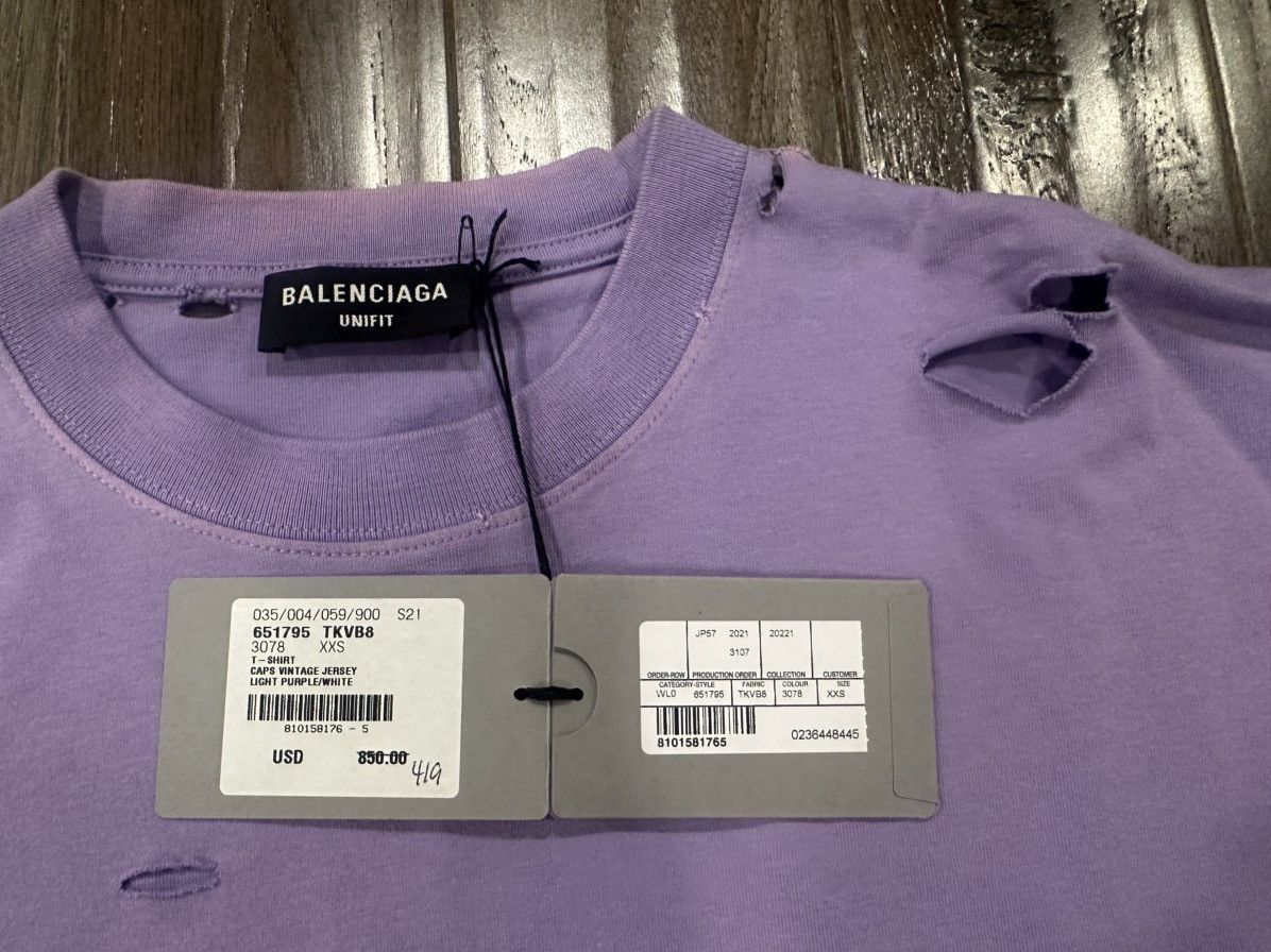 Balenciaga Balenciaga Purple TShirt Size US XXS / EU 40 - 4 Thumbnail