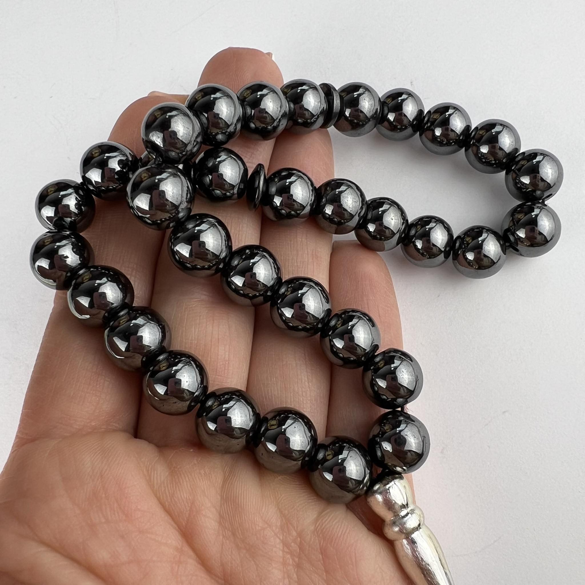 Vintage Misbaha Islamic Worry Prayer 33 Beads Natural Hematite Size ONE SIZE - 7 Thumbnail