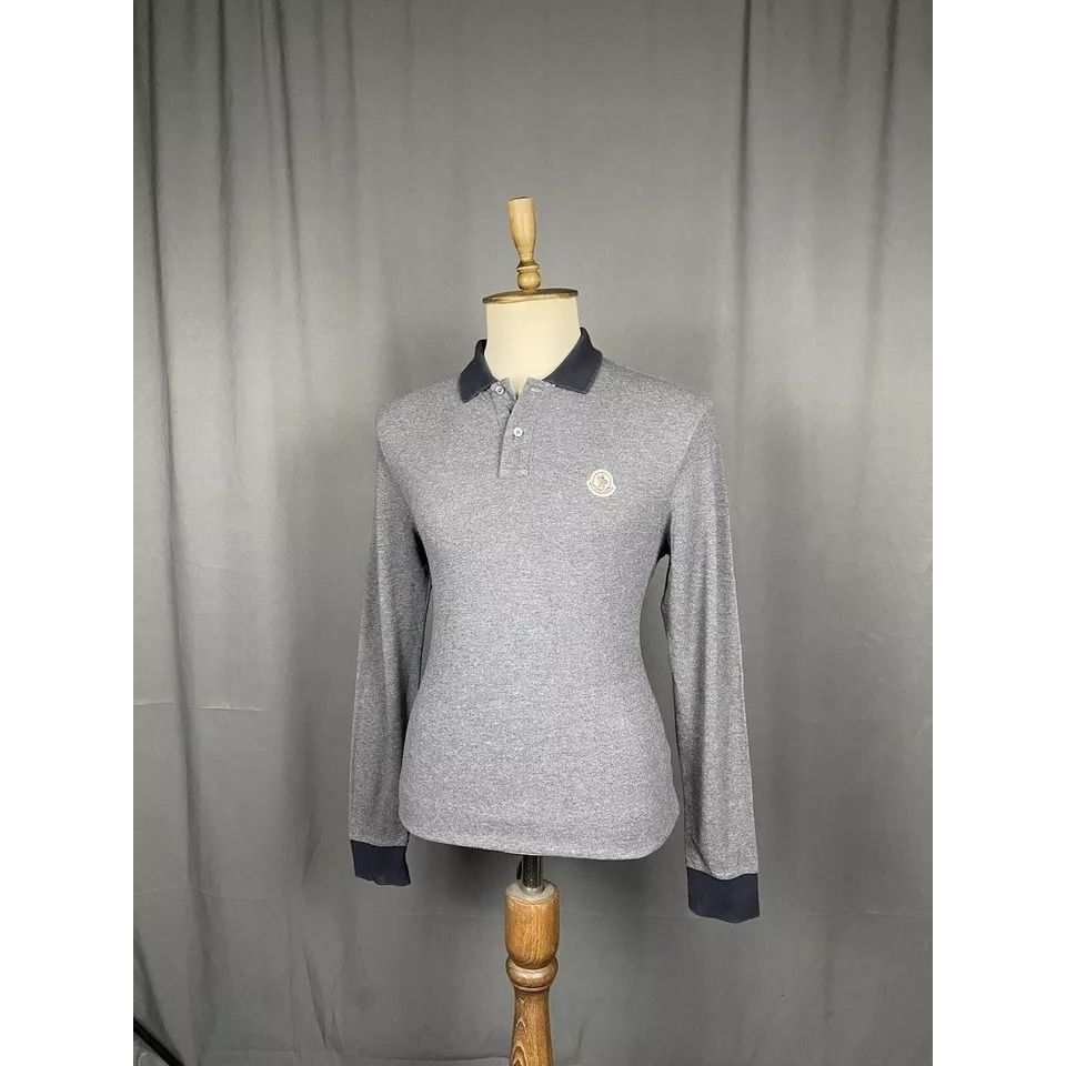 Moncler Moncler Maglia Men's Gray Collared Polo Longsleeve Sweater S Size US M / EU 48-50 / 2 - 4 Thumbnail