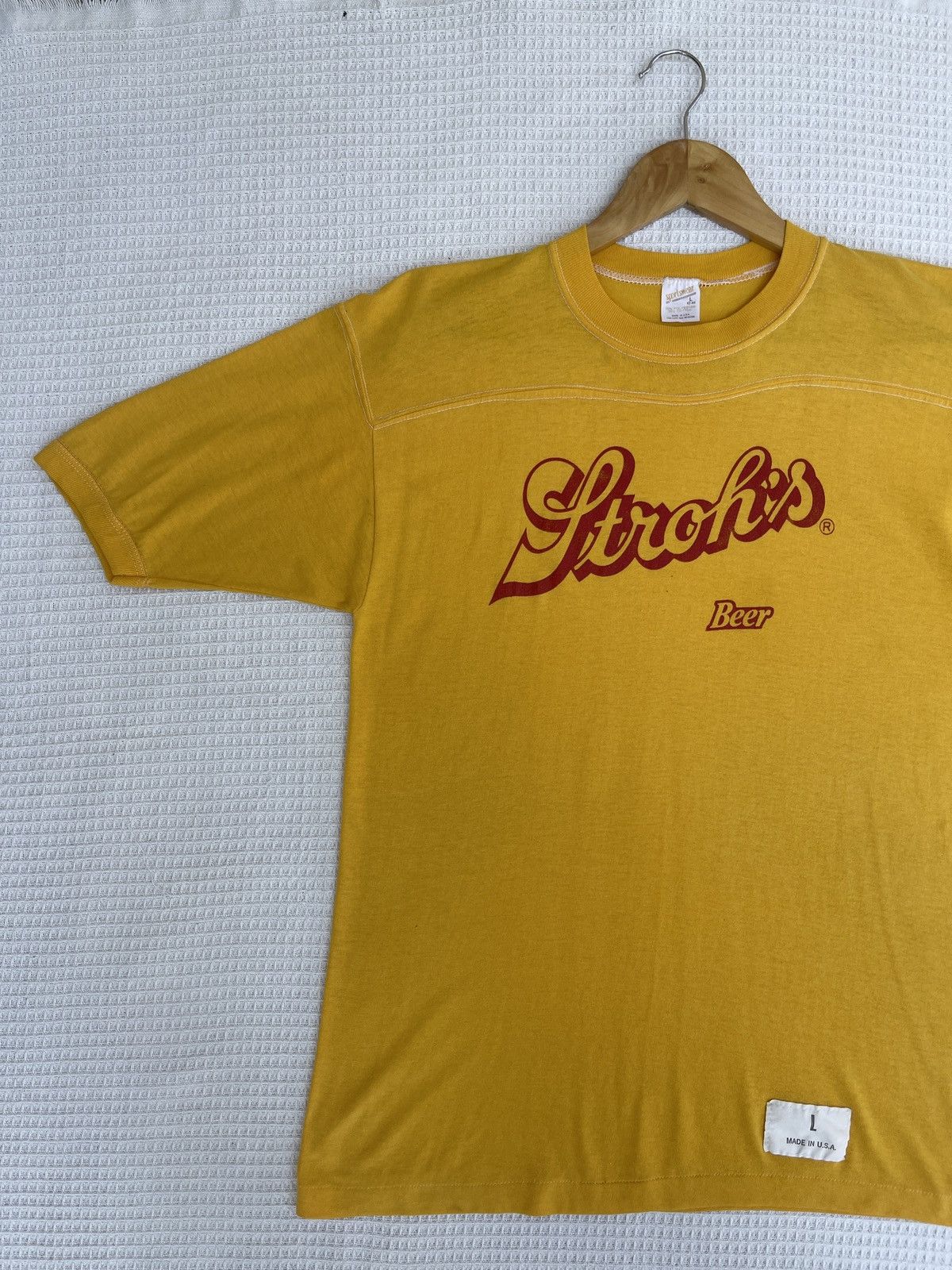 Budweiser × Vintage Last Drop🔥Rare🔥Vintage80s Stroh’s Beer Raglan Ringer T-Shirt Size US L / EU 52-54 / 3 - 10 Thumbnail