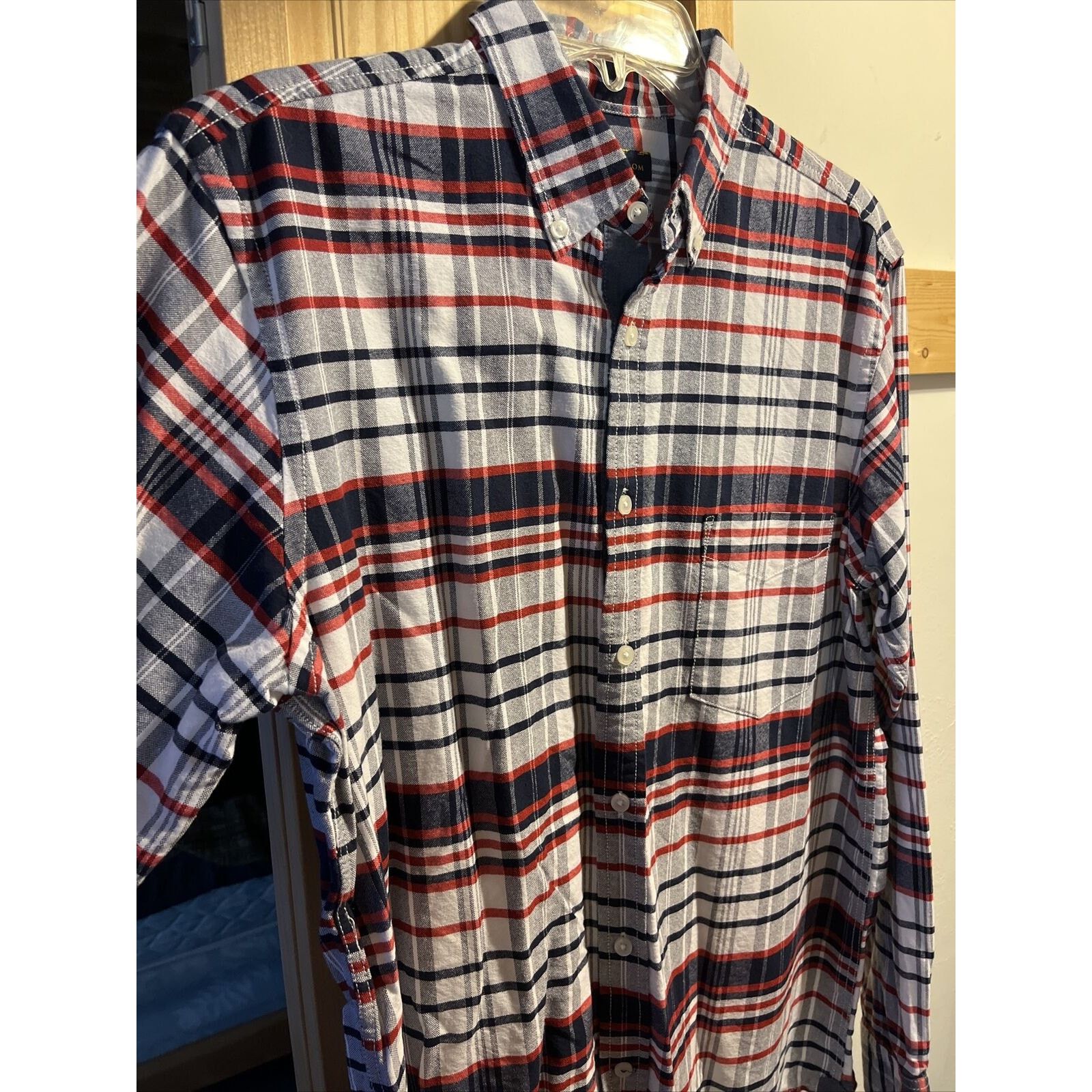 Club Room Club Room Mens M White Red Check LS Button Down Cotton Shirt Size US M / EU 48-50 / 2 - 3 Thumbnail