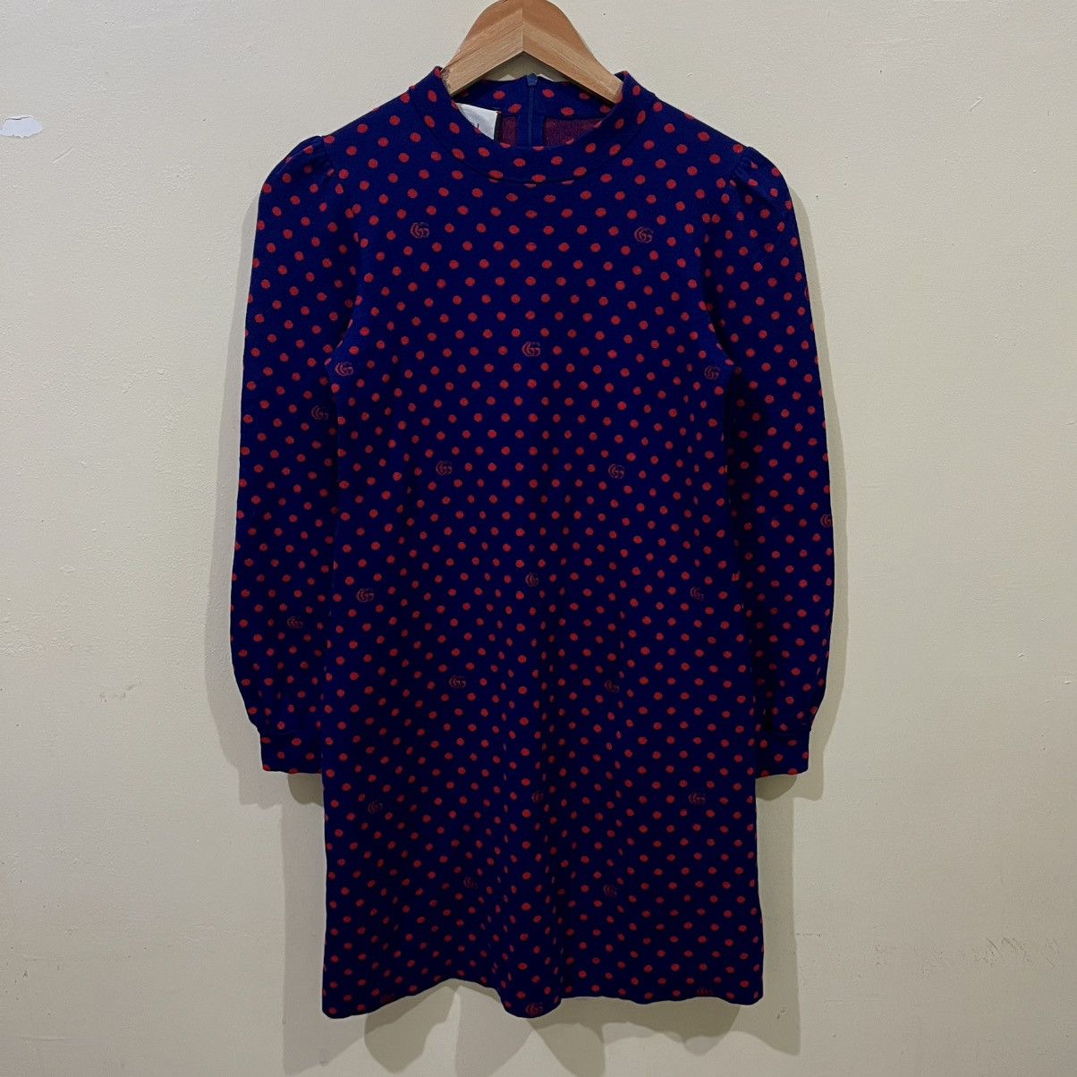 Gucci GUCCI POLKA DOT AND DOUBLE G WOOL DRESS IN BLUE Size M / US 6-8 / IT 42-44 - 2 Thumbnail