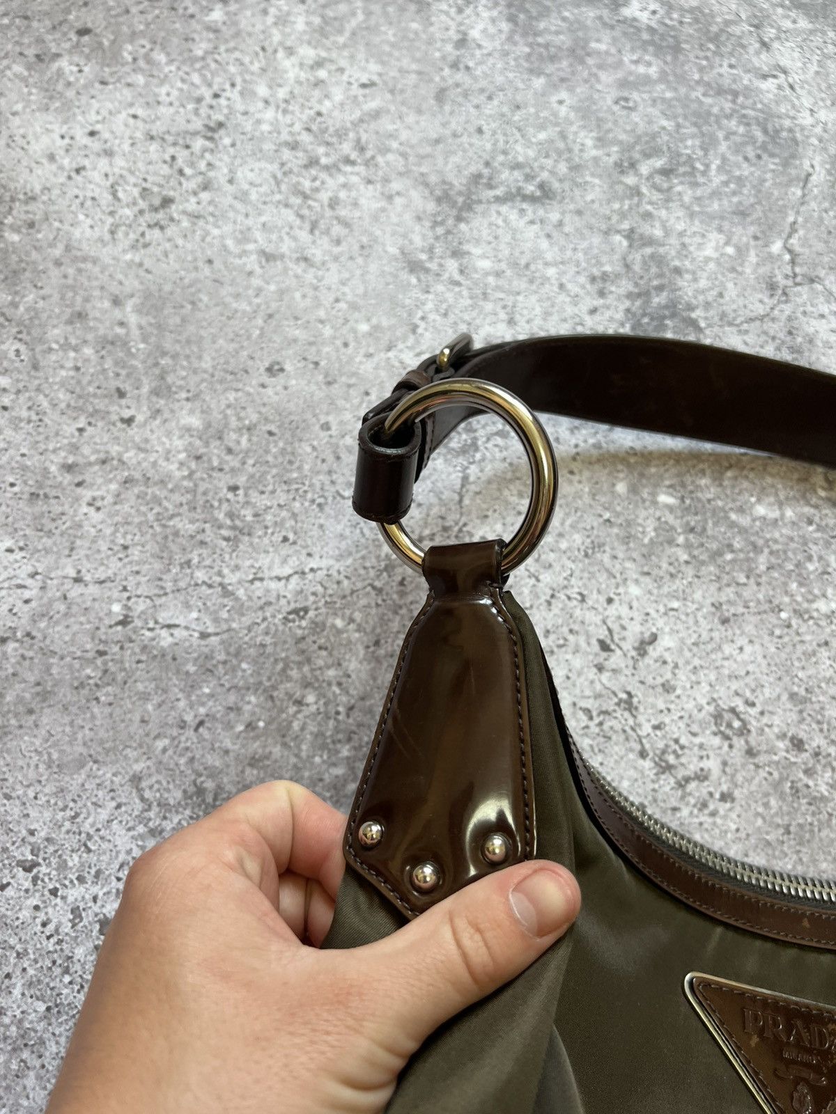 Prada Nylon Mini Shoulder Bag Khaki Green