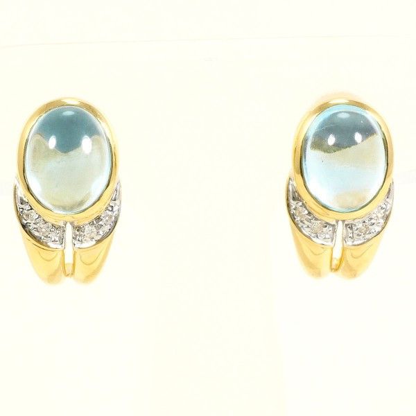 Luxuness 18K Yellow Gold Blue Topaz Diamond Earrings Jewelry Crocodile Skin Earrings, Women's