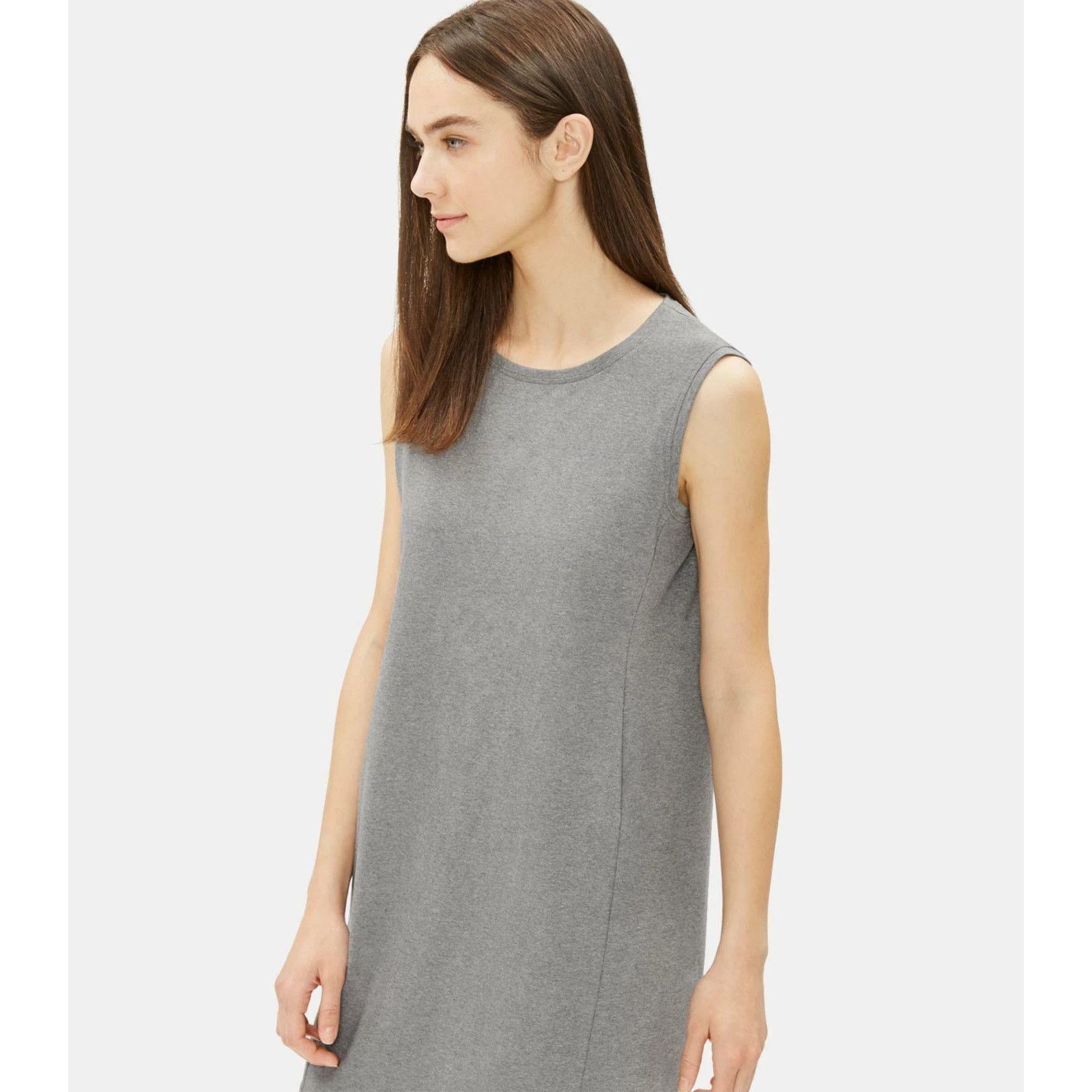 Eileen Fisher Eileen Fisher Organic Cotton Jersey Lantern Dress Moon Grey Size L / US 10 / IT 46 - 1 Thumbnail