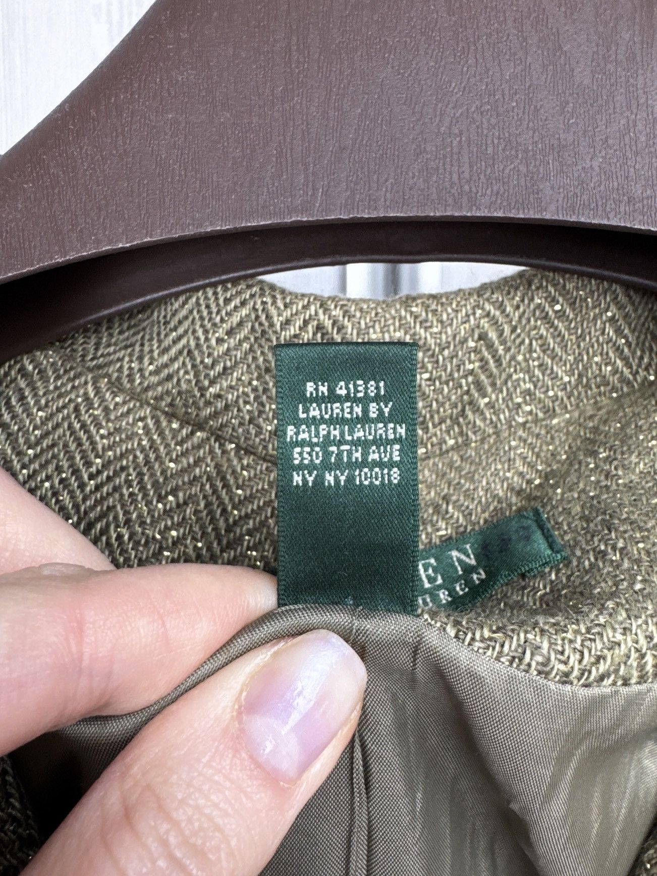 Lauren Ralph Lauren Ralph Lauren Green Gold Metallic Herringbone Blazer Linen Size M / US 6-8 / IT 42-44 - 12 Thumbnail