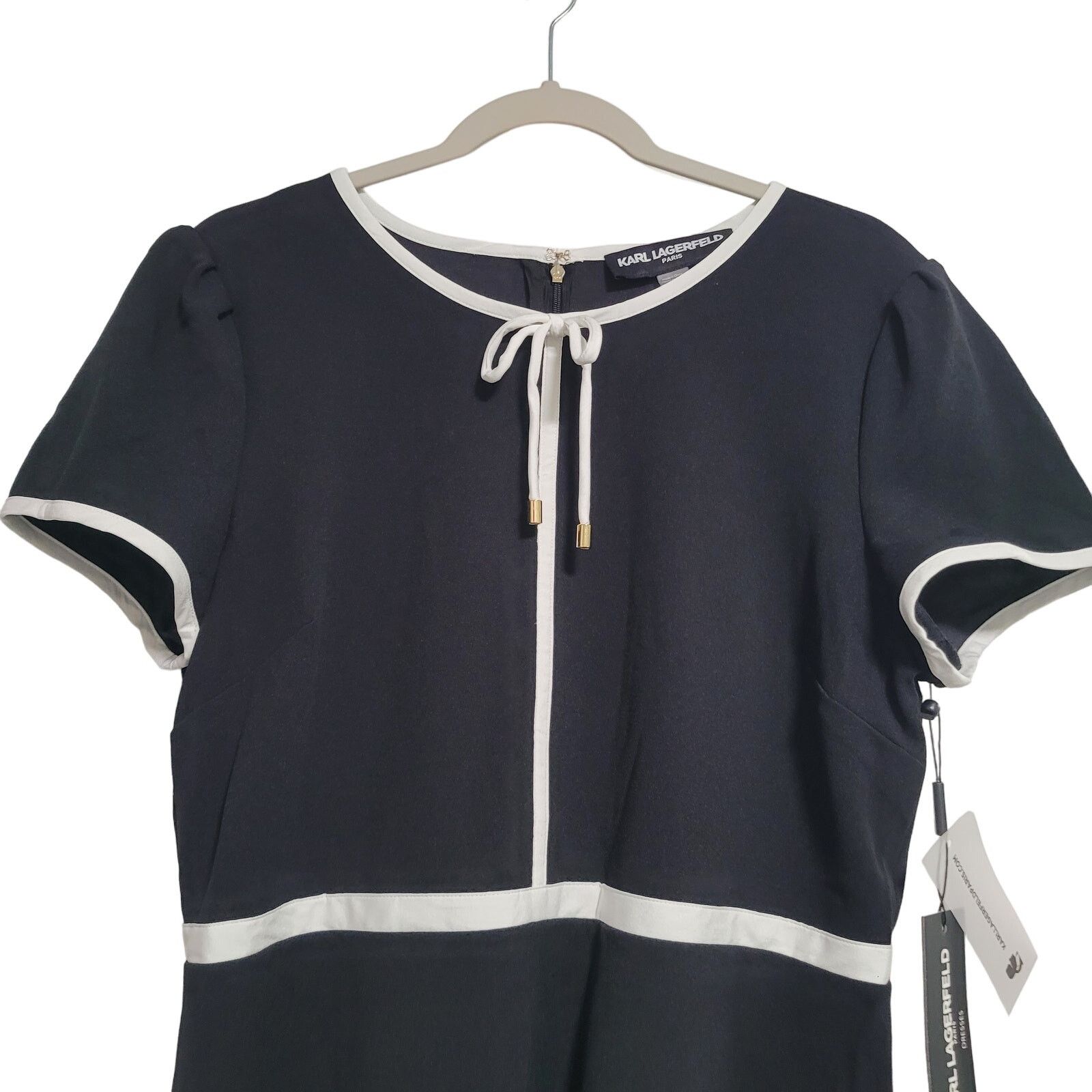 Karl Lagerfeld NWT Karl Lagerfeld Black White Crepe A-Line Dress Size 12 Size XL / US 12-14 / IT 48-50 - 2 Thumbnail