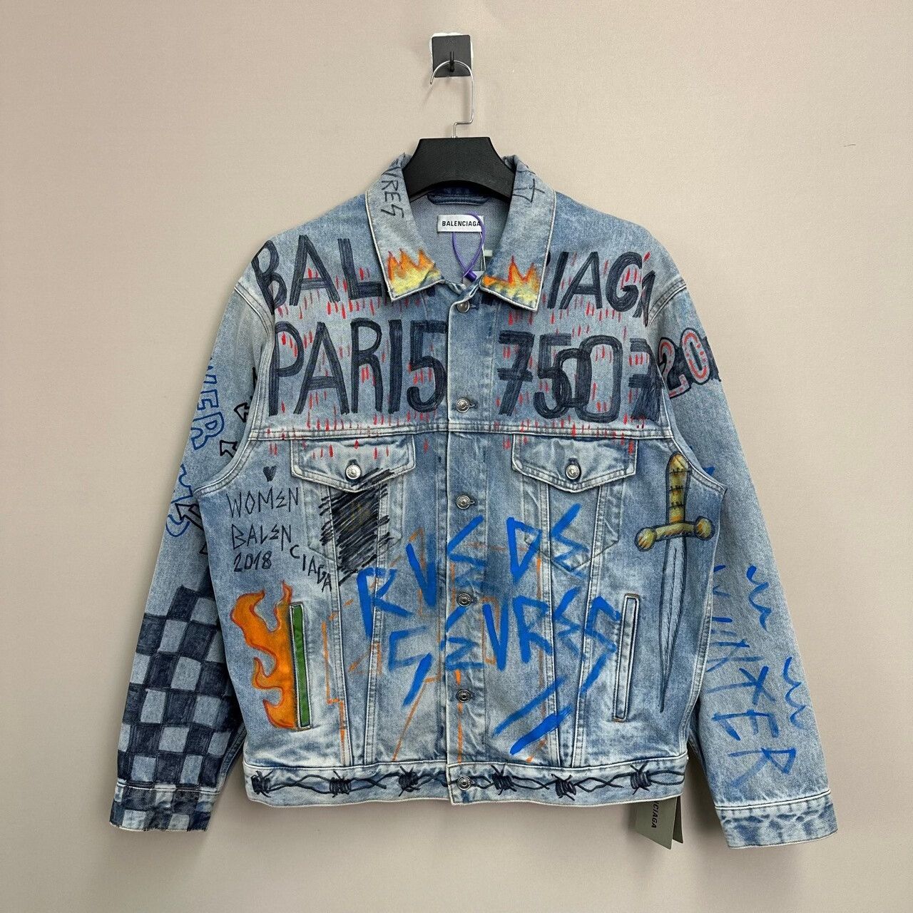 Balenciaga Balenciaga Graffiti Denim Jacket Size 36 Size US S / EU 44-46 / 1 - 1 Thumbnail