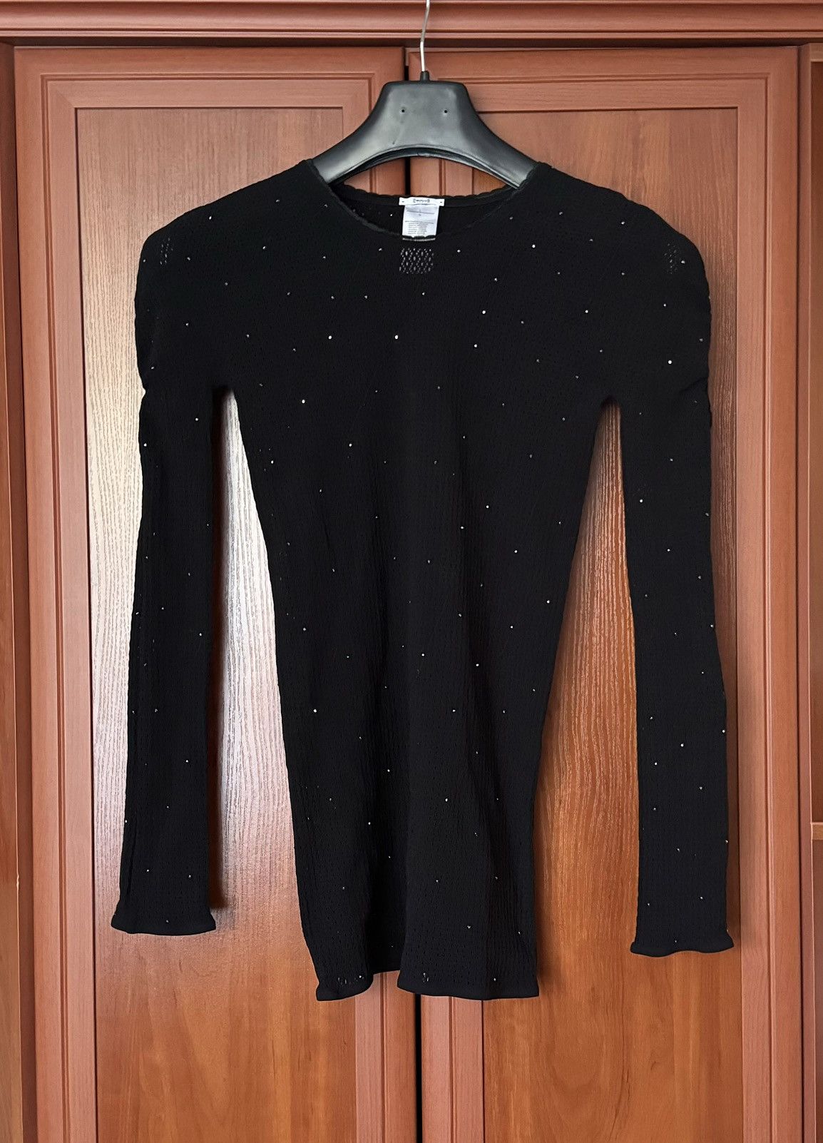 Designer × Wolford Wolford L mini mesh dress black long sleeve rhinestones Size L / US 10 / IT 46 - 15 Thumbnail