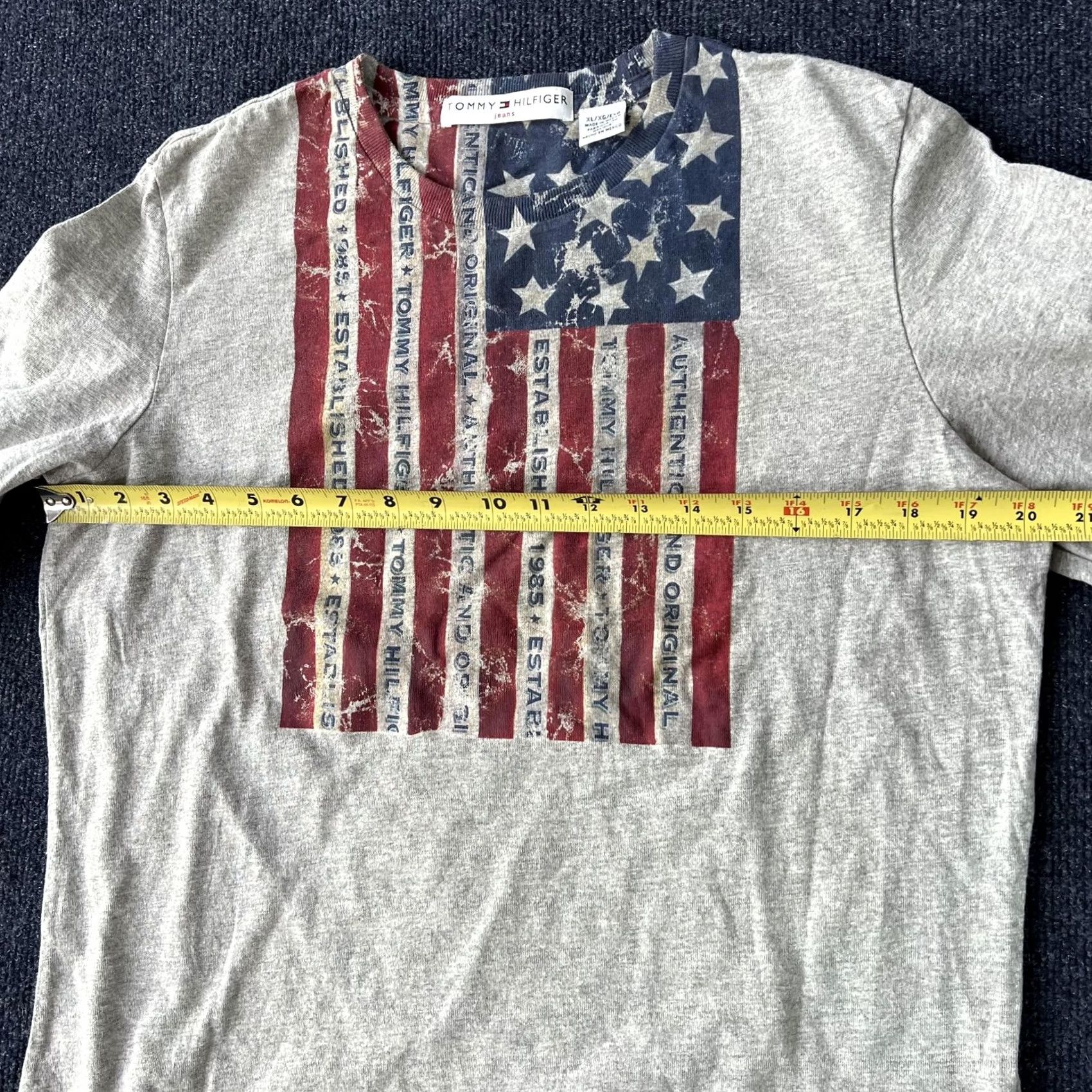 Tommy Hilfiger Tommy Hilfiger Jeans Shirt Womens XL Gray Long Sleeve American Flag Graphic USA Crew Neck T-Shirt Size XL / US 12-14 / IT 48-50 - 5 Thumbnail