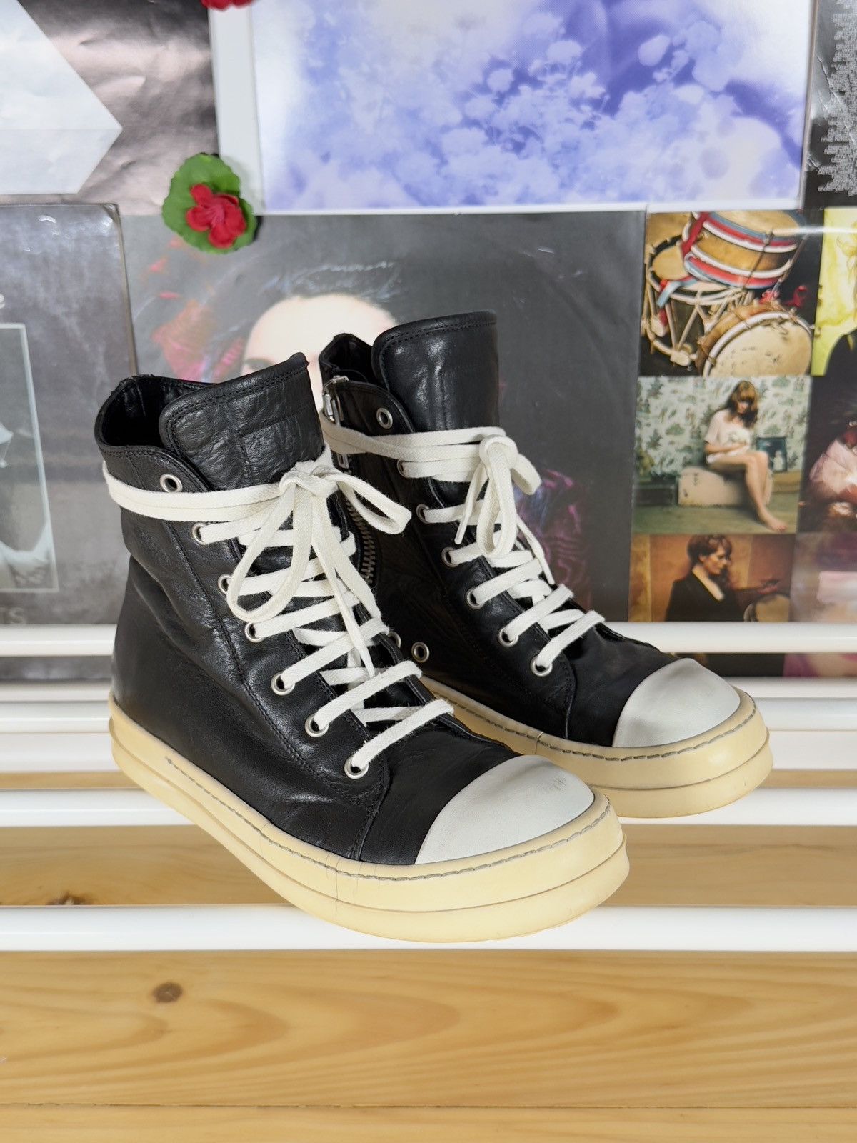 Rick Owens 2013 Mainline High Top Leather Ramones Size US 6 / IT 36 - 1 Thumbnail