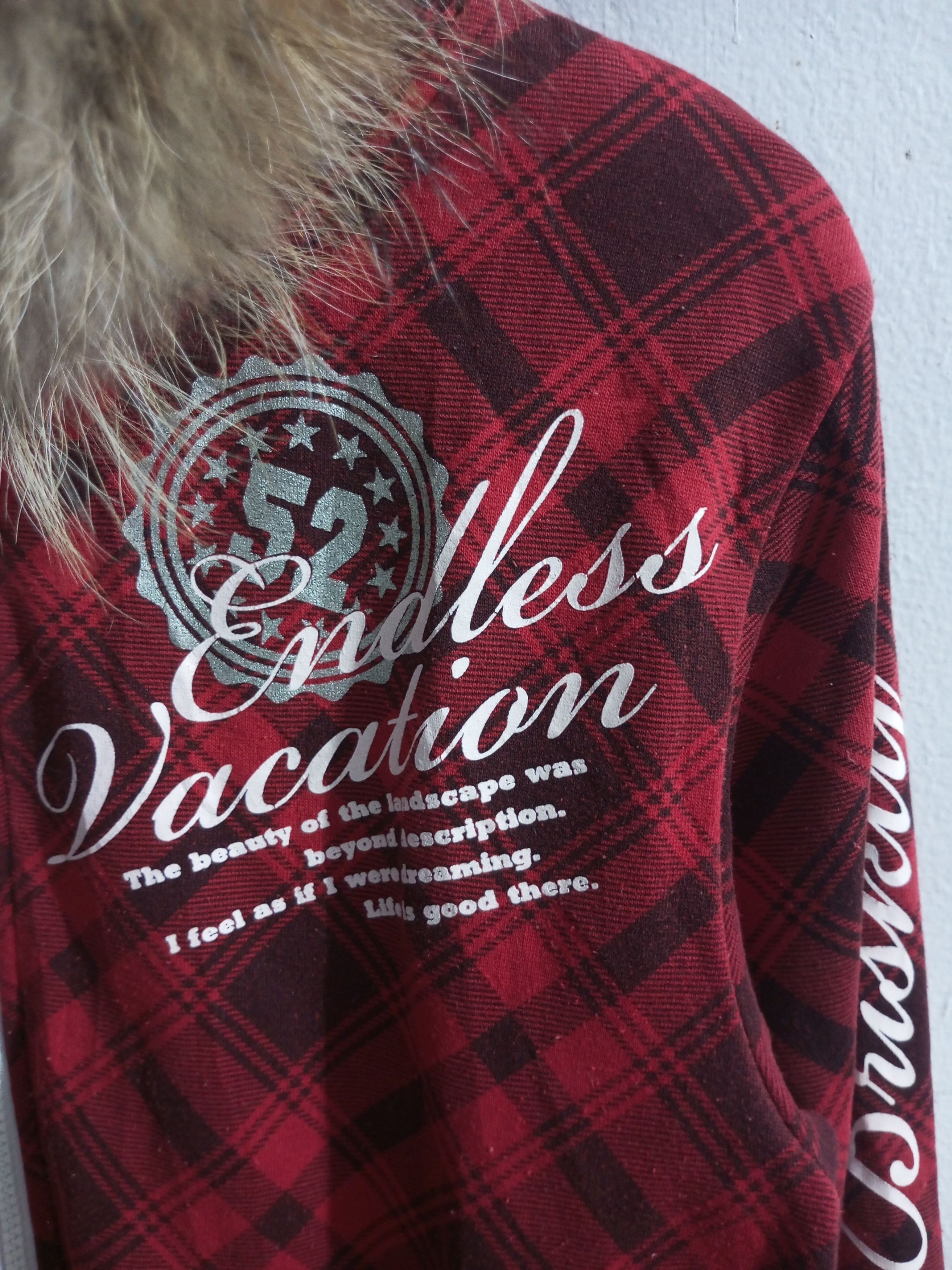 If Six Was Nine × Japanese Brand × Le Grande Bleu (L.G.B.) Vintage g-Dept tartan spellout fur hoodie Size US M / EU 48-50 / 2 - 6 Thumbnail