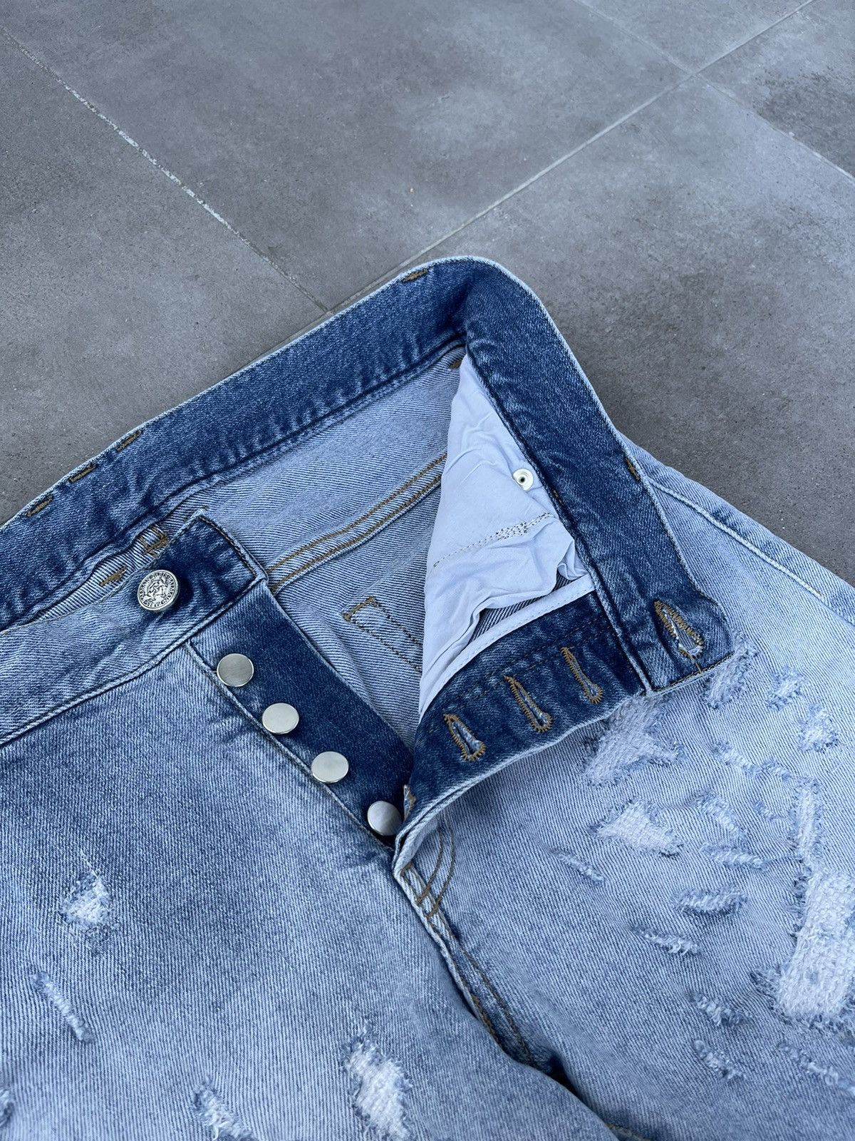 Balmain Balmain Distressed Indigo Biker Denim Pants Size US 31 - 21 Thumbnail