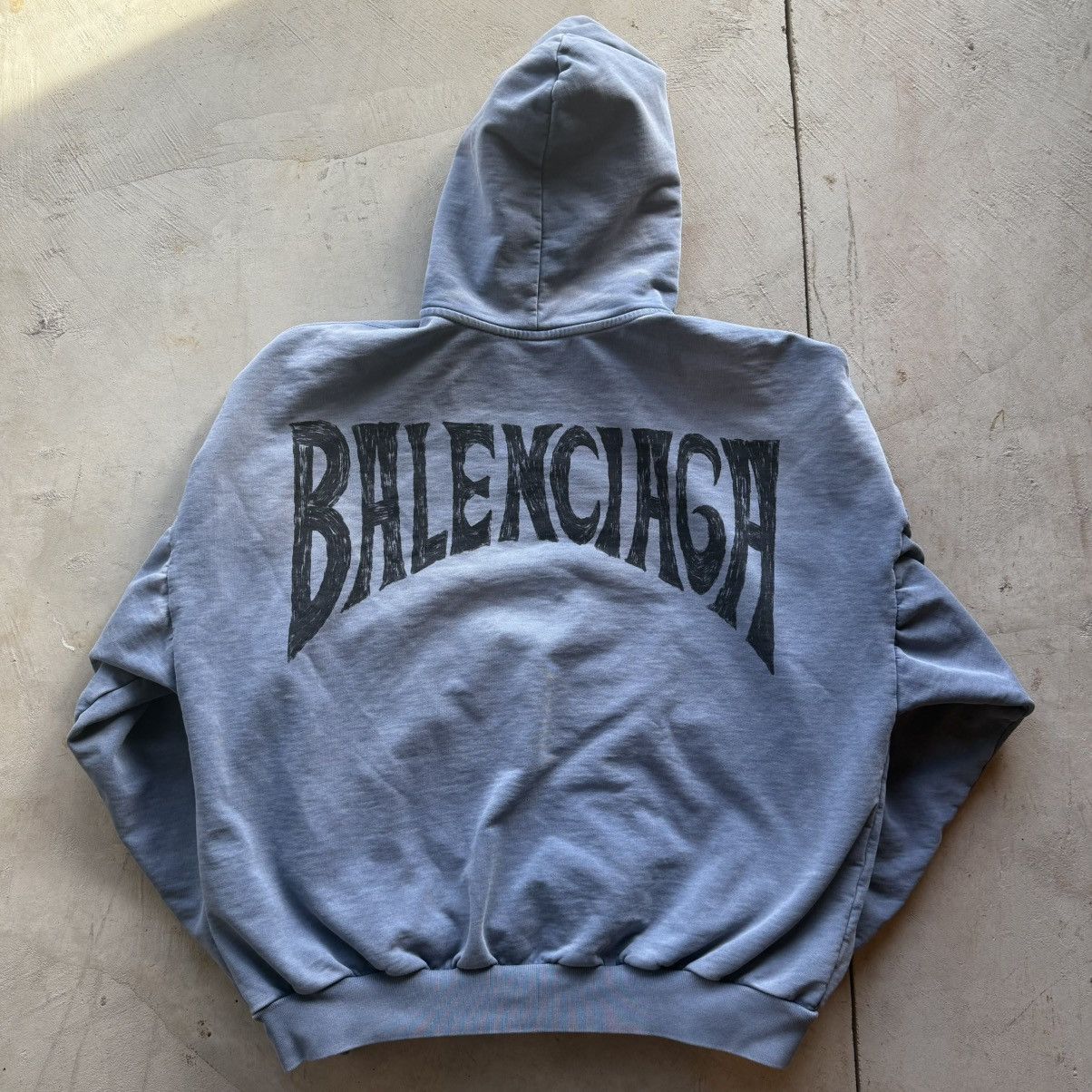 Balenciaga Balenciaga HandDrawn Logo Hoodie Faded Blue Size US L / EU 52-54 / 3 - 1 Thumbnail
