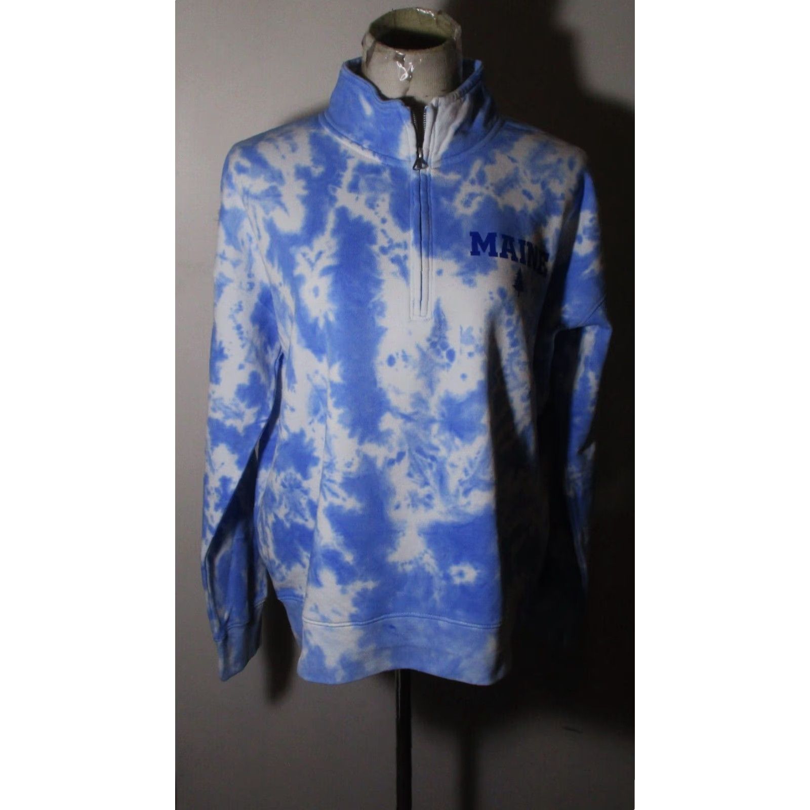 Vintage Gear Sweatshirt One/2 Zip Tie Dye Big Cotton by GEAR Blue L Women’s V-Neck Zip Athletic 80% Cotton 20% Polyester Long Sleeve NYOT? Size L / US 10 / IT 46 - 2 Thumbnail