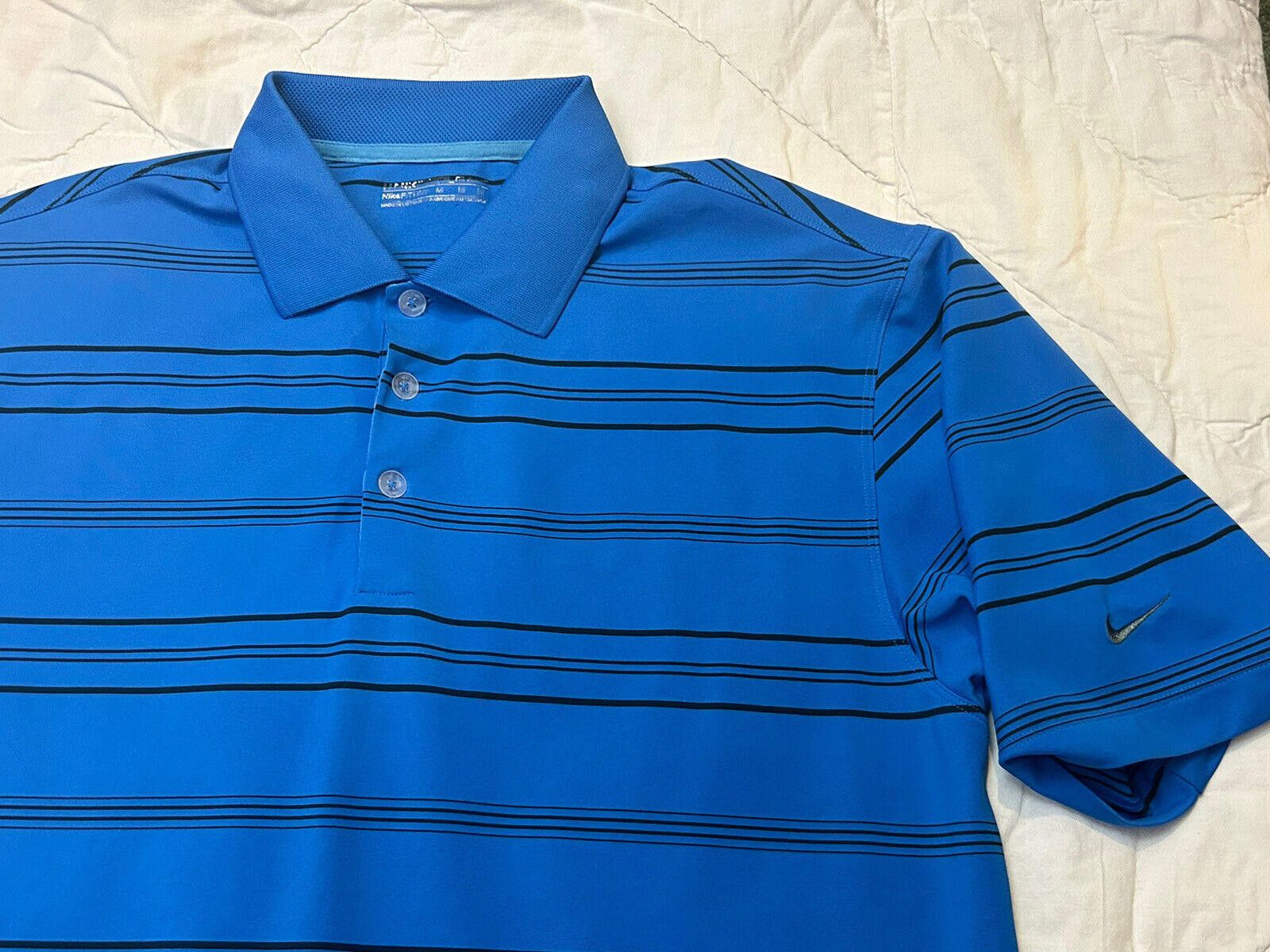 Nike Nike Men's Golf Polo Shirt Blue Black Striped FitDry - Sz M Size US M / EU 48-50 / 2 - 2 Thumbnail