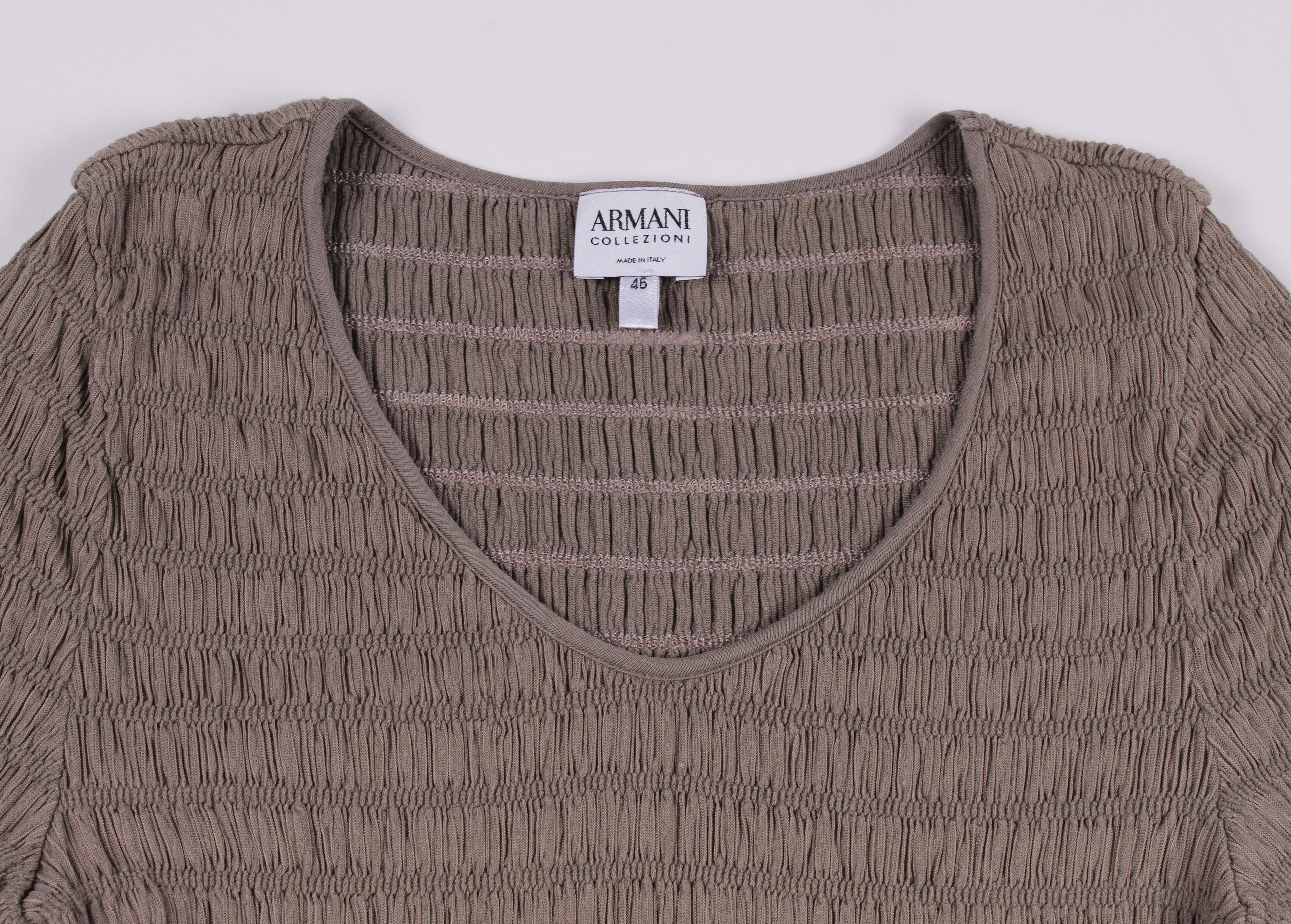 Giorgio Armani Vintage Armani Collezioni Khaki T-shirt Size S / US 4 / IT 40 - 5 Thumbnail