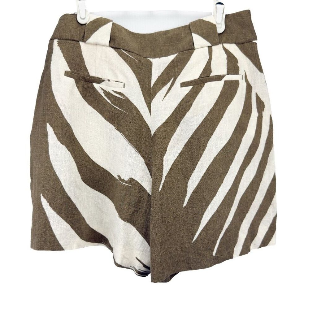 Massimo Dutti MASSIMO DUTTI Olive Green Cream Maximalist Resort Shorts 6 Size 28" / US 6 / IT 42 - 2 Thumbnail
