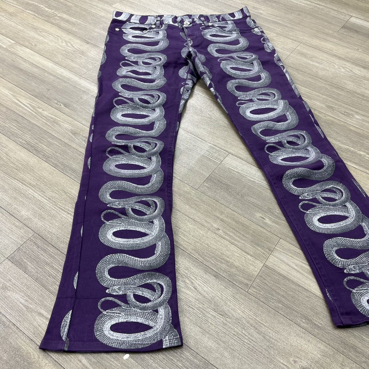 Hysteric Glamour Rare💜 1999s Hysteric Glamour Snake Printed Flared Jeans Y2K Size US 28 / EU 44 - 3 Thumbnail