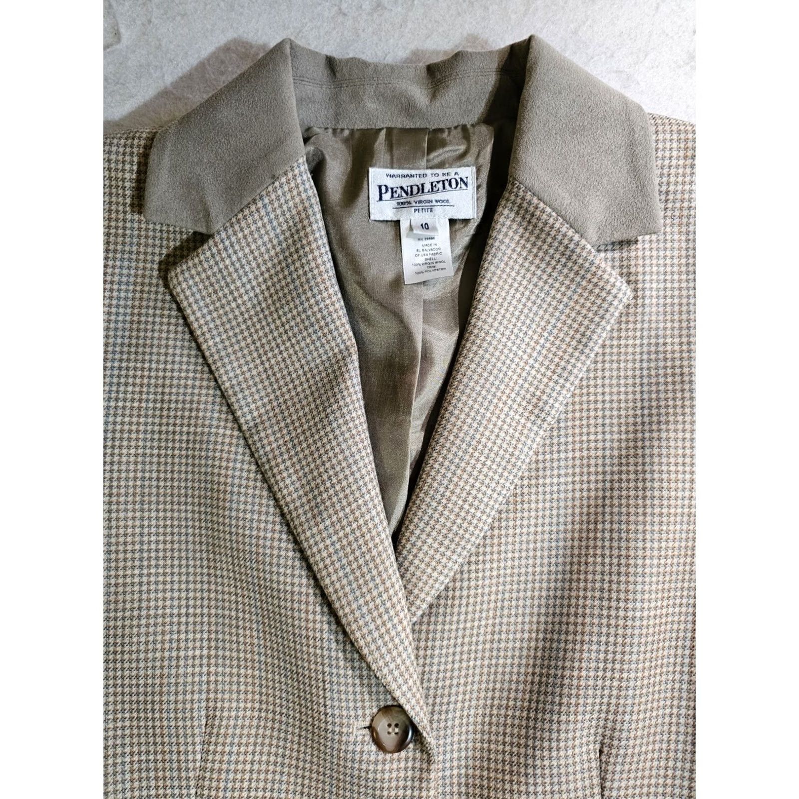 Pendleton VINTAGE Pendleton Petite Virgin Wool Blazer Jacket Women's Size 8 Beige Size L / US 10 / IT 46 - 3 Thumbnail