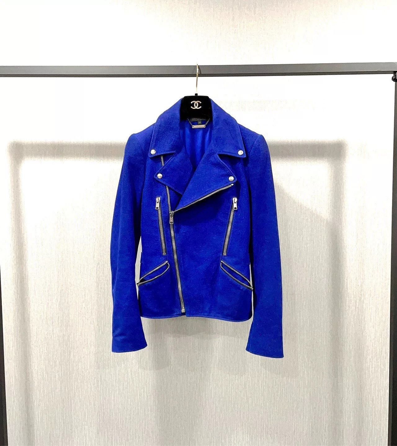 Alexander McQueen Alexander McQueen Blue Biker Jacket Size S / US 4 / IT 40 - 1 Thumbnail