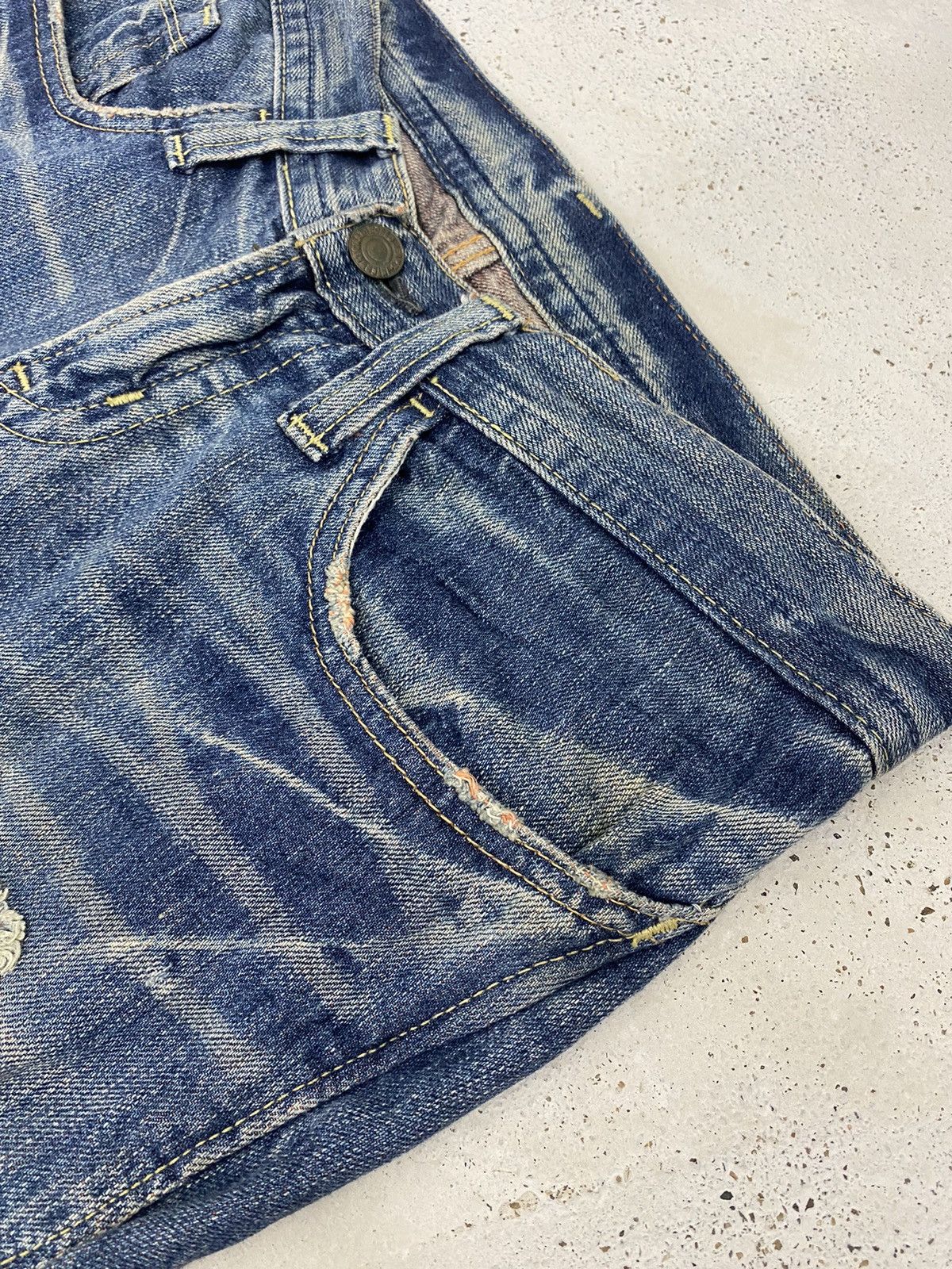 If Six Was Nine × Japanese Brand × Le Grande Bleu (L.G.B.) Flare Distressed Denim Orange Mud Jean Size US 30 / EU 46 - 10 Thumbnail