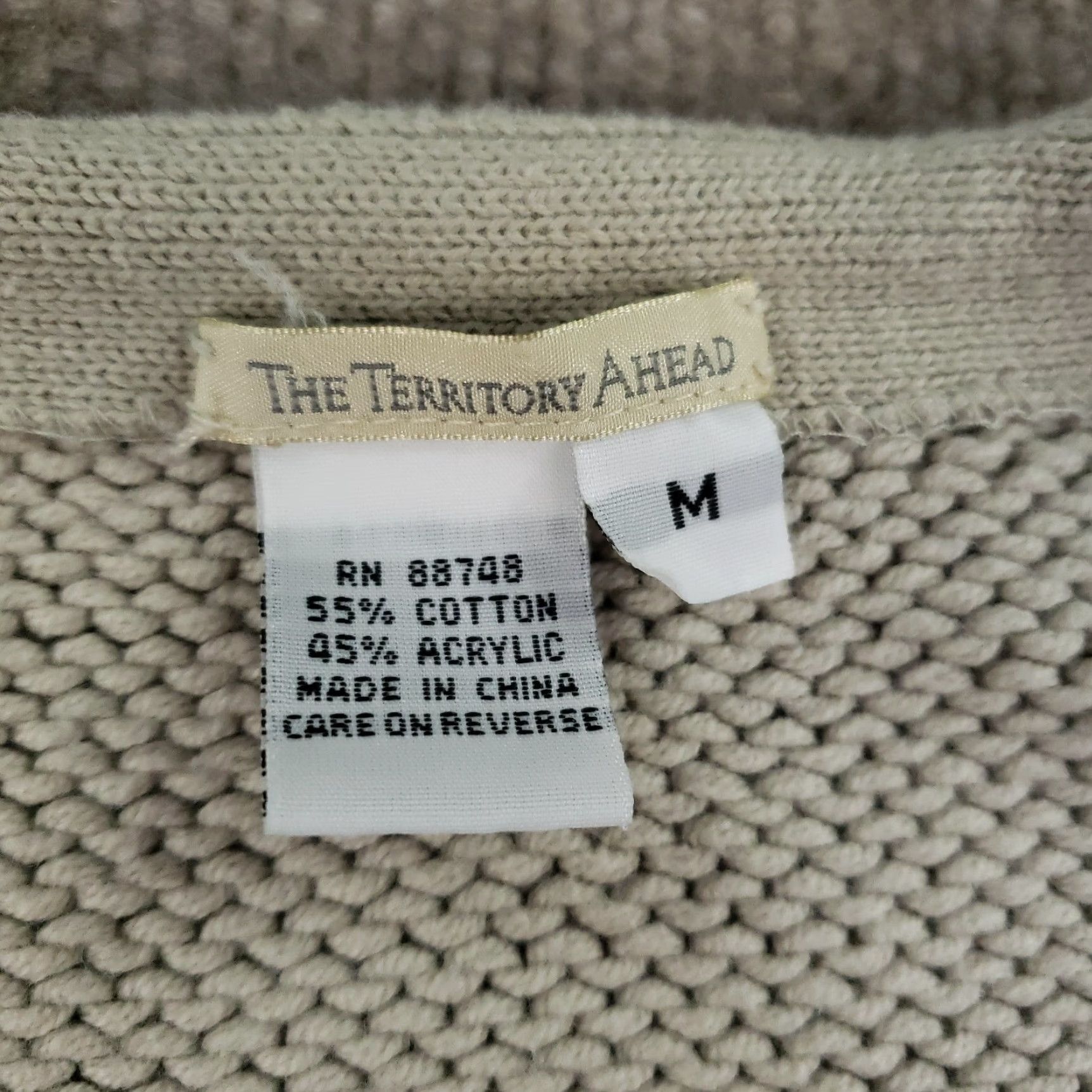 The Territory Ahead Territory Ahead Cardigan Womens Medium Beige Knit Pockets Button Size M / US 6-8 / IT 42-44 - 5 Thumbnail