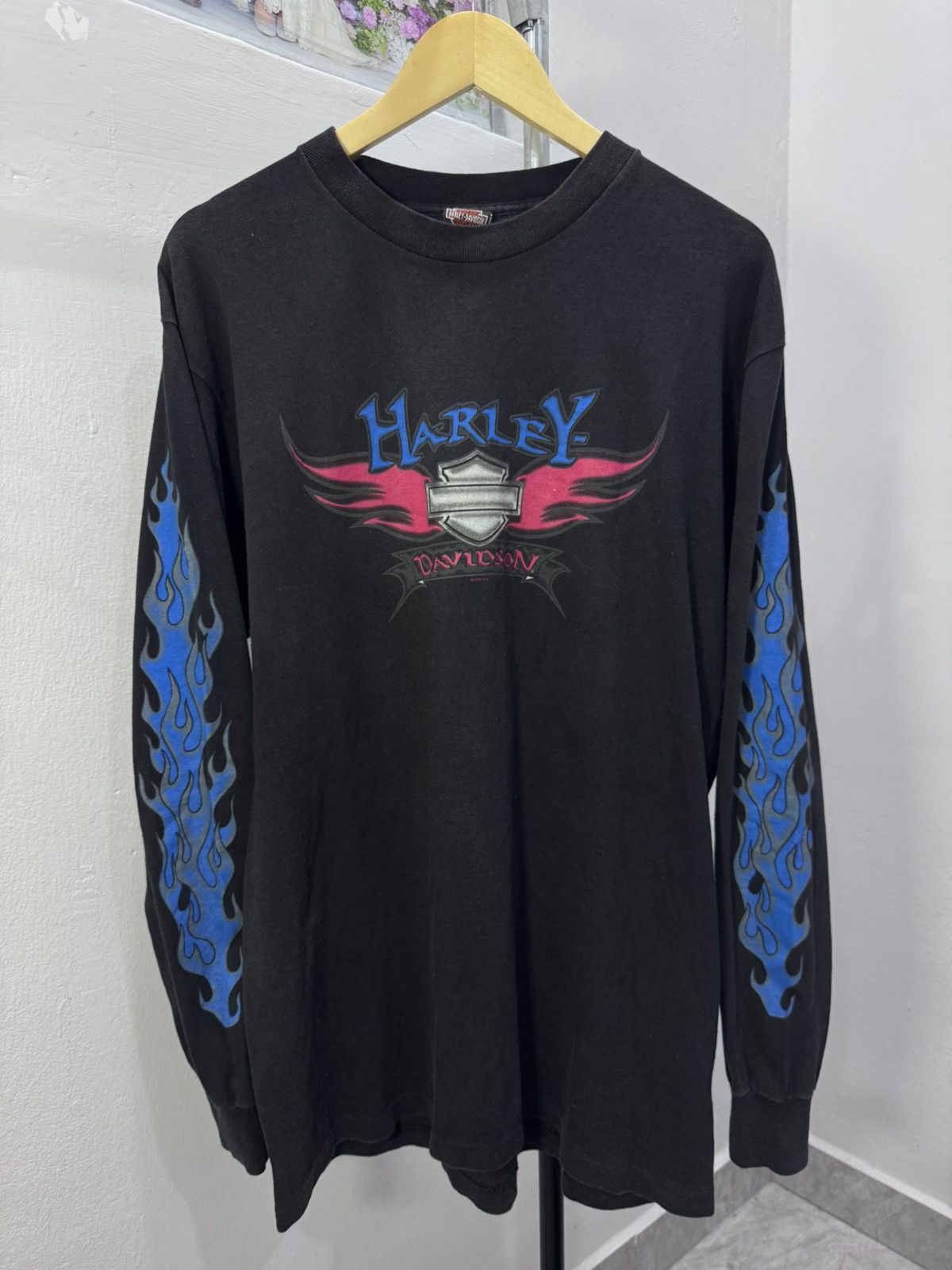 Harley Davidson Rare! Vintage Harley Davidson Blue Flames 1998 Size US L / EU 52-54 / 3 - 1 Thumbnail