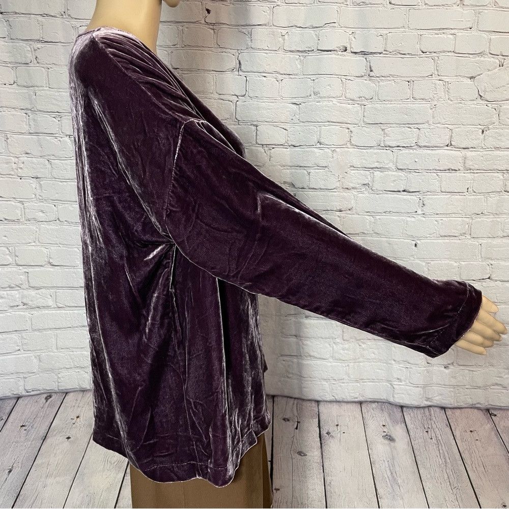 J. Jill NWT New $199 J. Jill Rayon Silk Velvet Long Sleeve Dark Fig Size M / US 6-8 / IT 42-44 - 4 Thumbnail