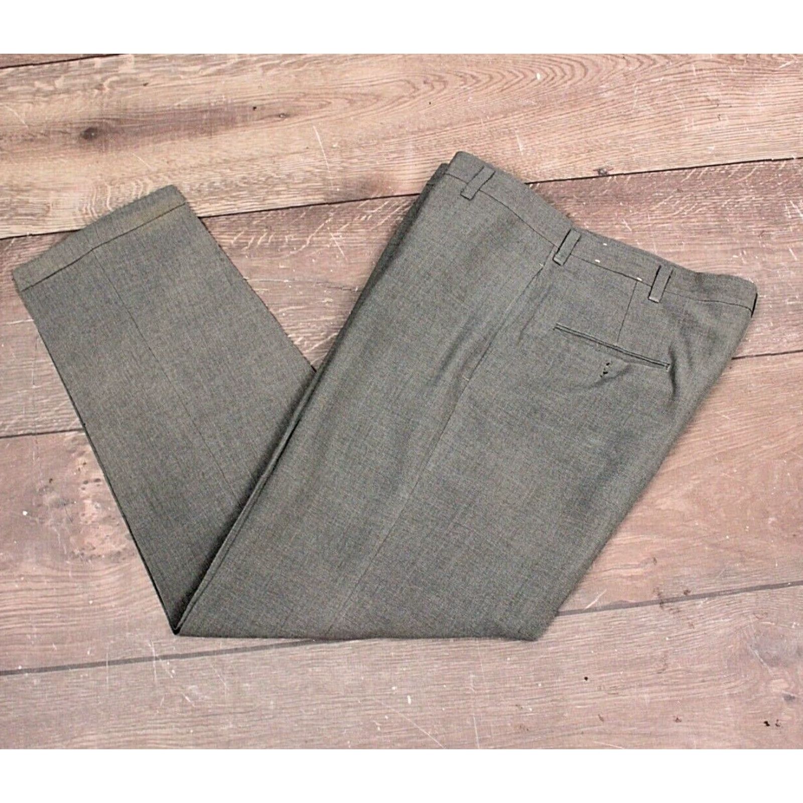 Vintage VINTAGE Men's VTG 1960s Grey Wool Blend Drop Loop Pants Sz 36 60s - 1960s Pants, Wool Blend, Grey, 36x29, Regular, Mens Size US 36 / EU 52 - 2 Thumbnail