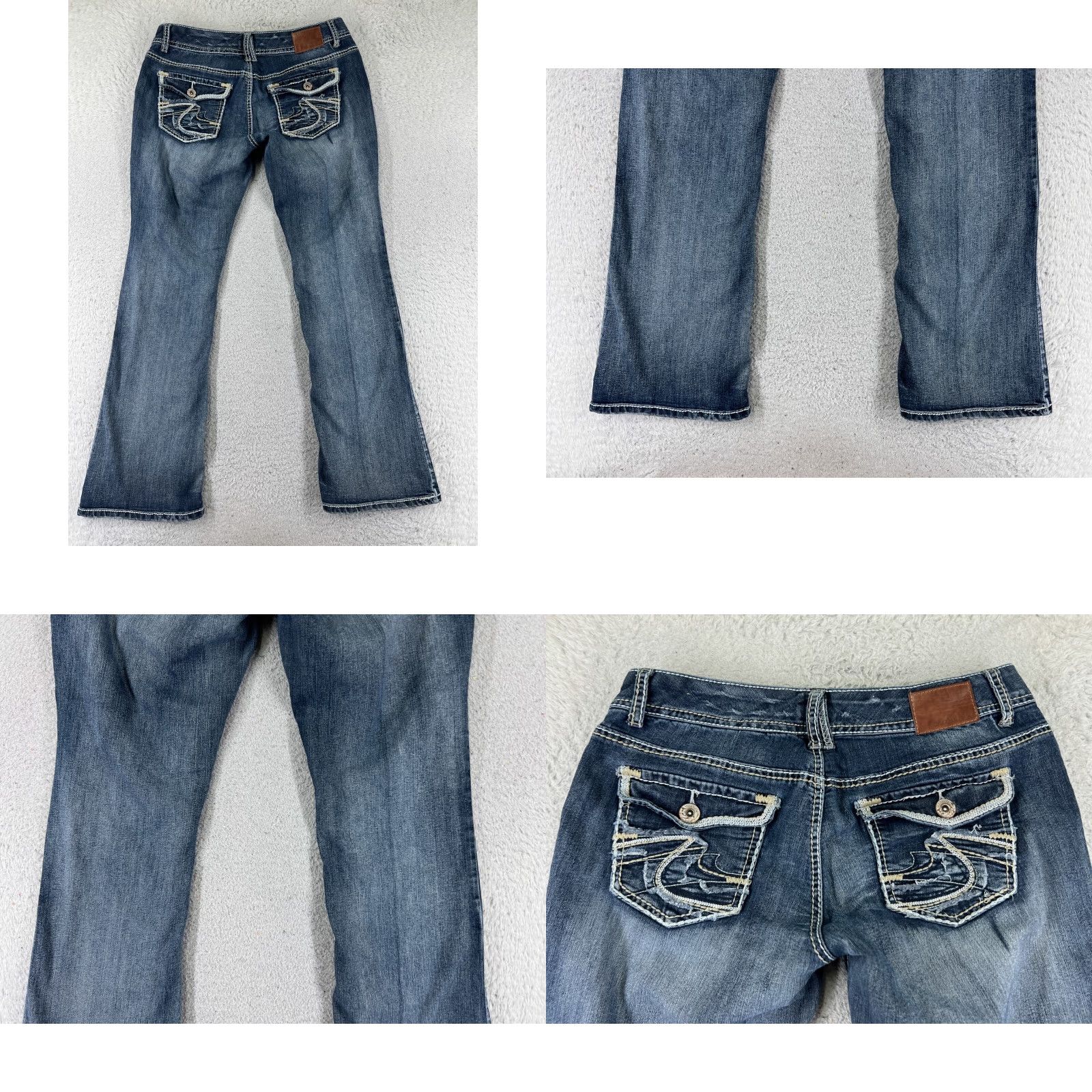 Vintage Maurices Jeans Women 11 Blue Denim Bootcut Low Rise 31x30 Cotton 5-Pocket Zipper Distressed Western Cowboy Size 32" / US 10 / IT 46 - 9 Thumbnail