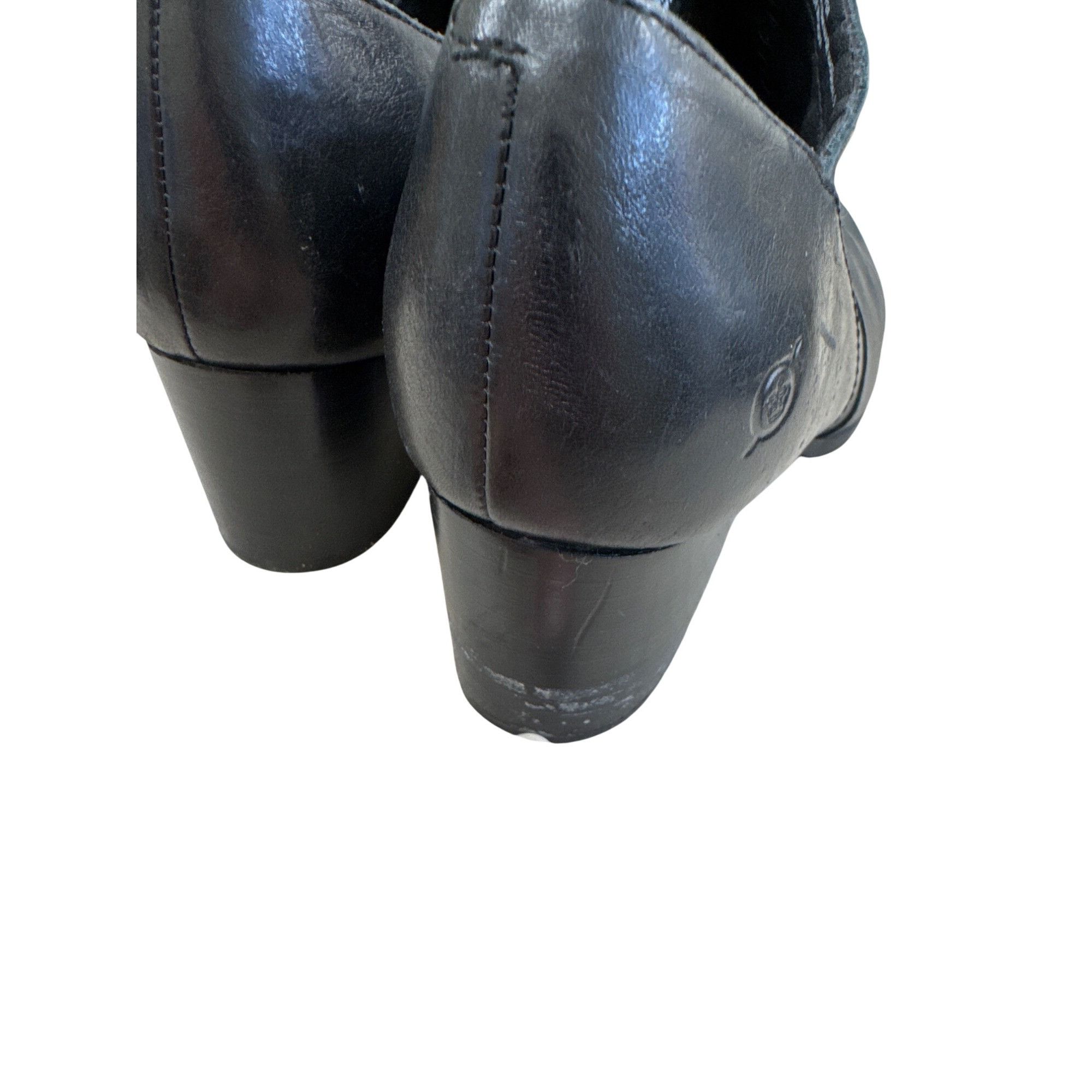 Born Born Womens Black Leather Booties Size 9M SKU 7768 Size US 9 / IT 39 - 7 Thumbnail