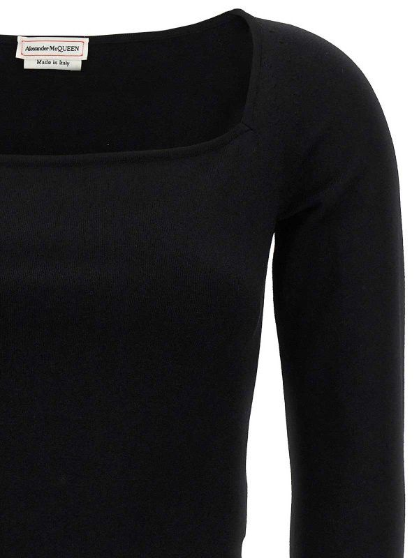 Alexander McQueen o1srvl11e0326 Off-The-Shoulder Knit Top in Black Size S / US 4 / IT 40 - 3 Thumbnail