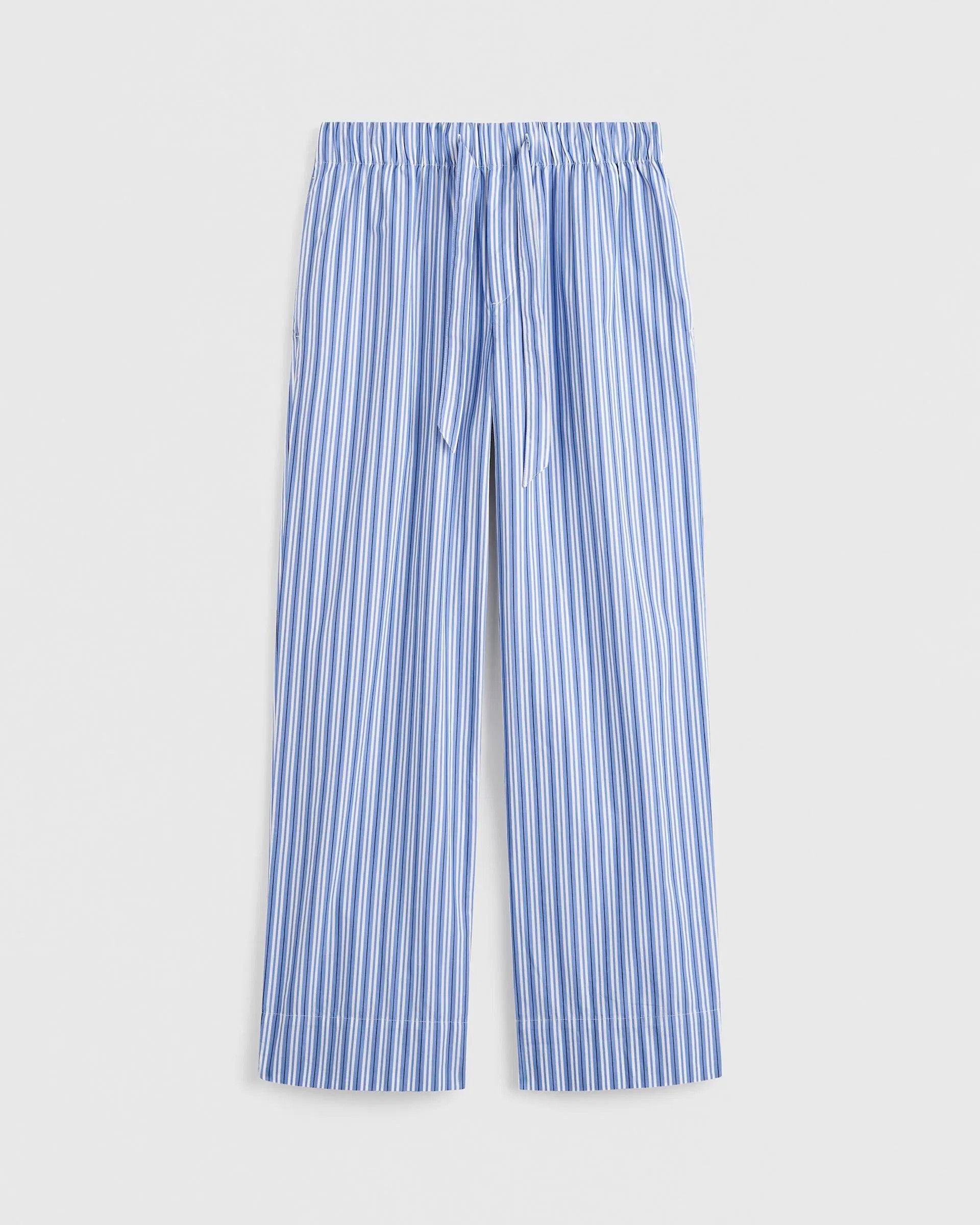 Tekla o1mle0525 Unisex Poplin Pyjamas Pants Penny Stripes in Blue Size 28" / US 6 / IT 42 - 1 Thumbnail
