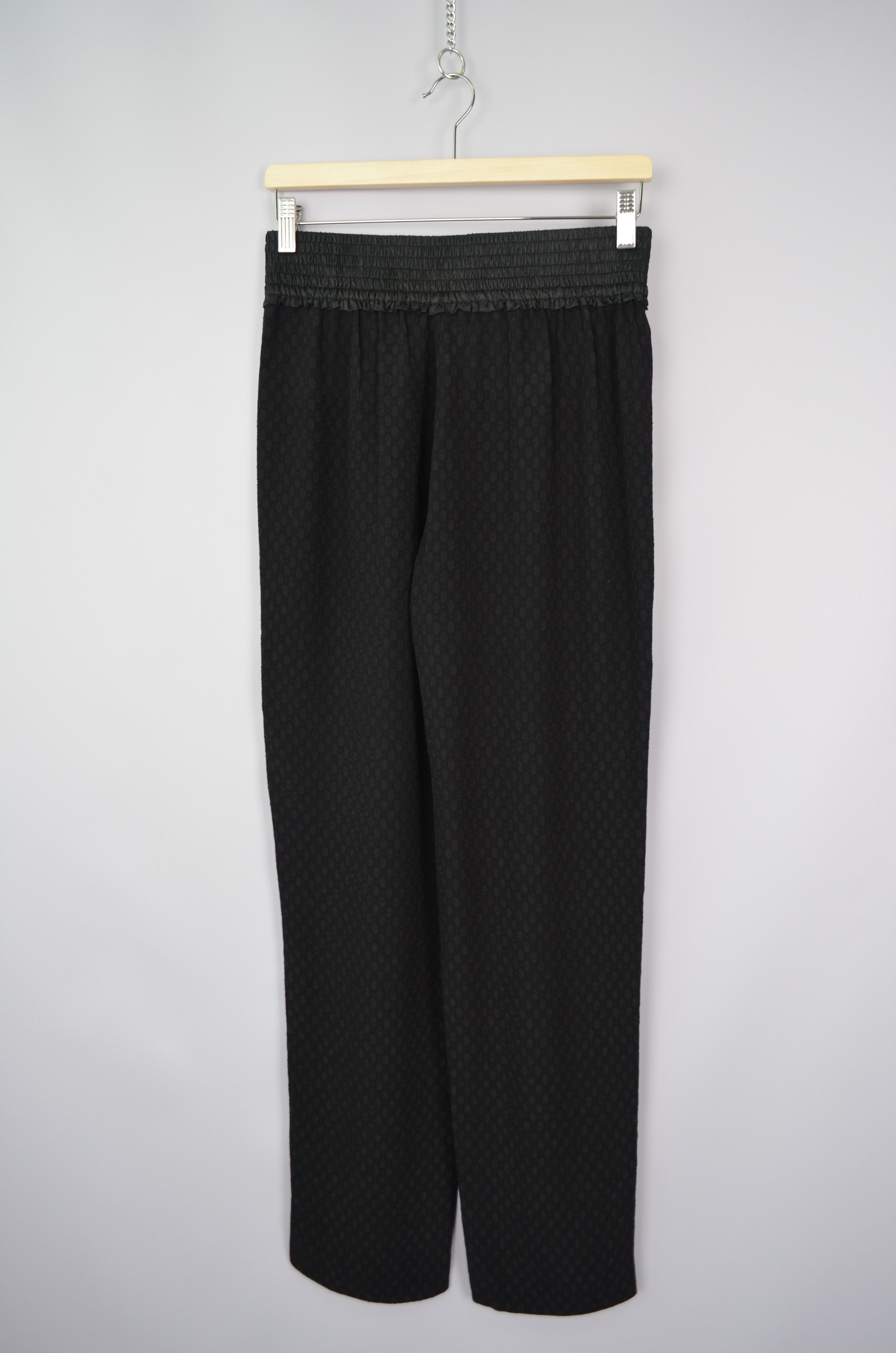 Sandro Sandro Black Textured Print Viscose Acetate Pants Size 3 Size 30" / US 8 / IT 44 - 6 Thumbnail