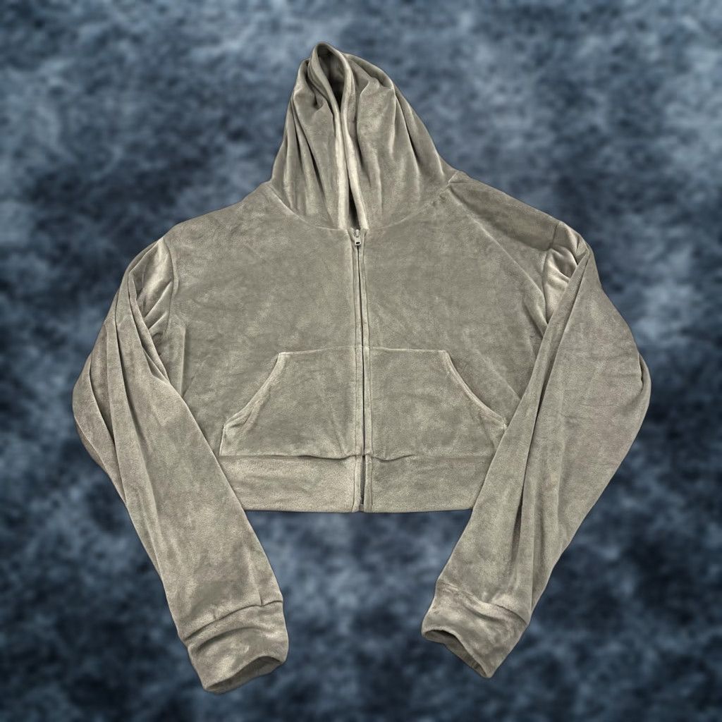 SKIMS Skims Hoodie Womens L Gray Velour Full Zip Cropped Lounge Soft Hooded Jacket Size L / US 10 / IT 46 - 1 Thumbnail