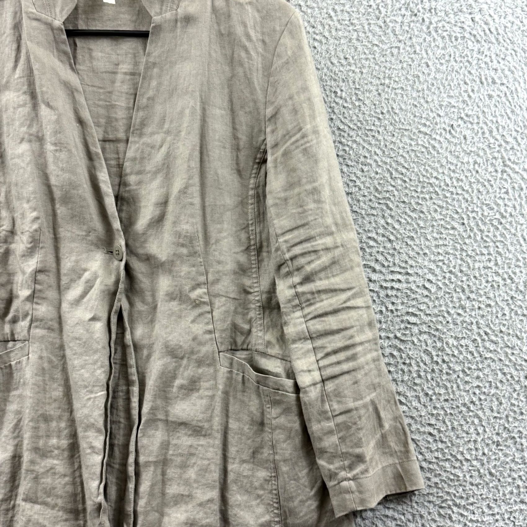 Eileen Fisher EILEEN FISHER Jacket Womens Petite Medium Button-Down Linen Double Weave Beige 3/4 Sleeve Vintage No Size M / US 6-8 / IT 42-44 - 5 Thumbnail