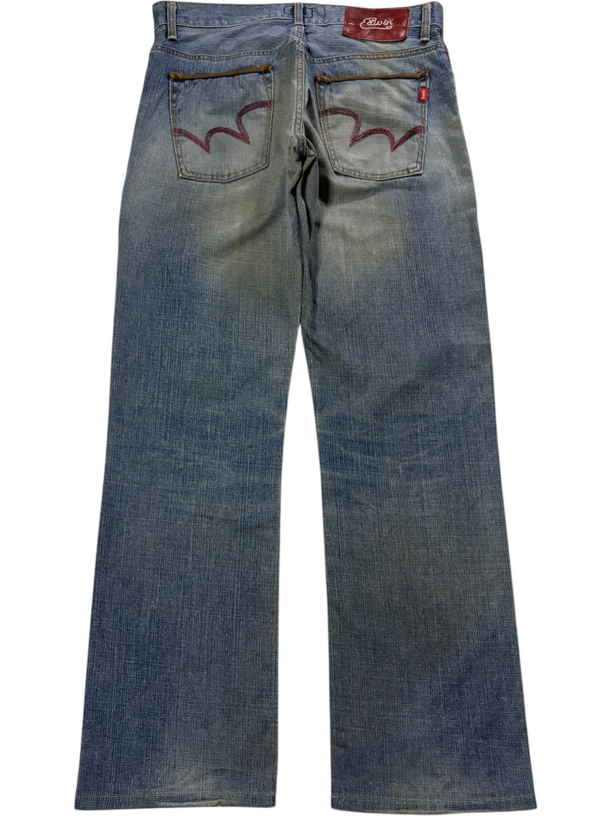 Edwin × Japanese Brand Vintage Japanese Edwin Blue Trip Mud Wash Ripped Baggy Jeans Size US 34 / EU 50 - 2 Thumbnail