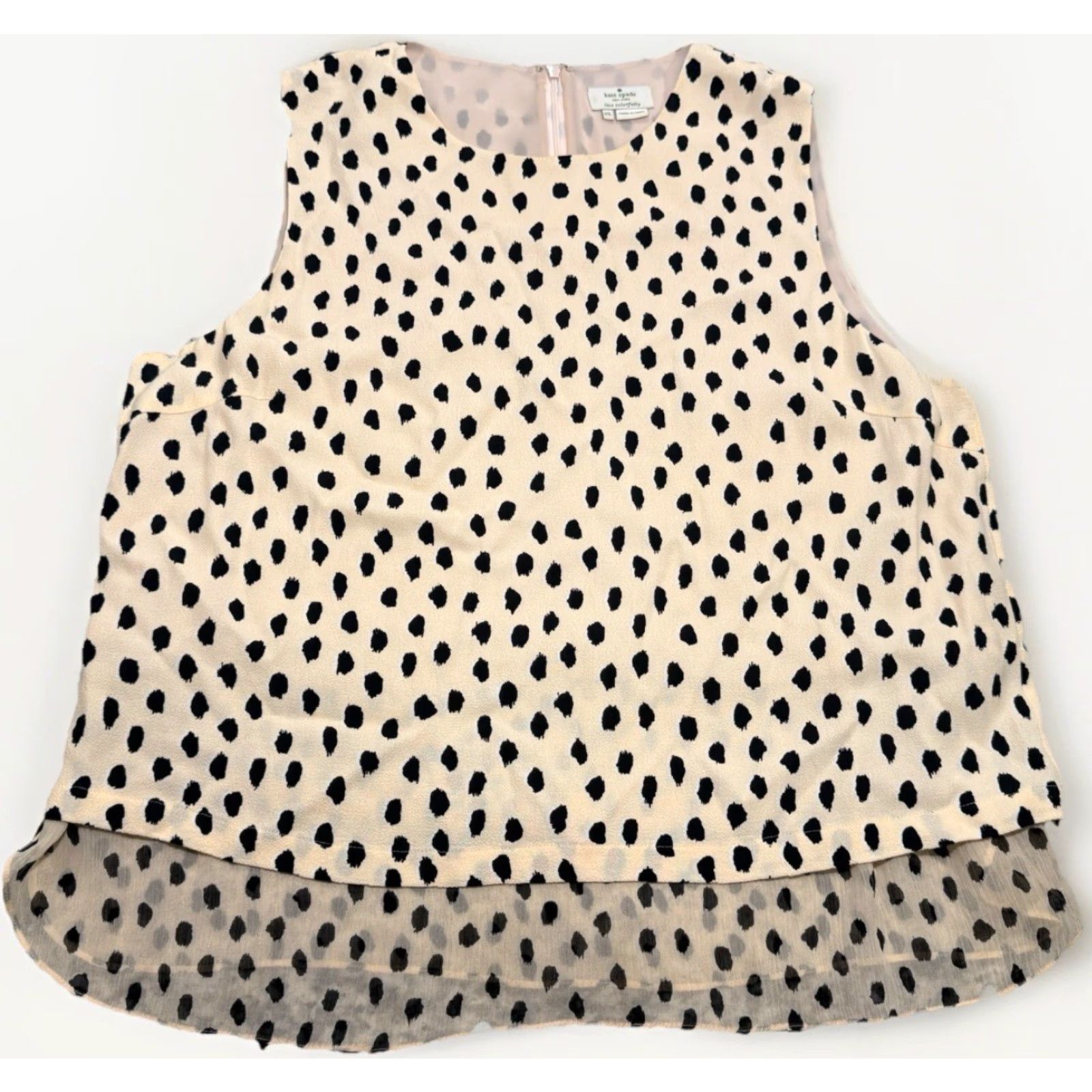 Vintage kate spade new york Blouse Sleeveless Polka Dot Cream Black XL Silk Viscose Lined Womens Size XL / US 12-14 / IT 48-50 - 2 Thumbnail