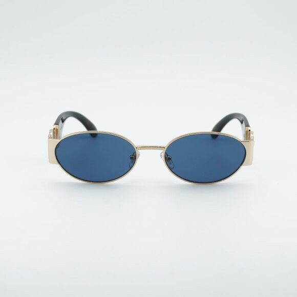 Versace Versace VE2299 100280 Sunglasses Gold Oval Frame, Dark Blue Size ONE SIZE - 2 Thumbnail