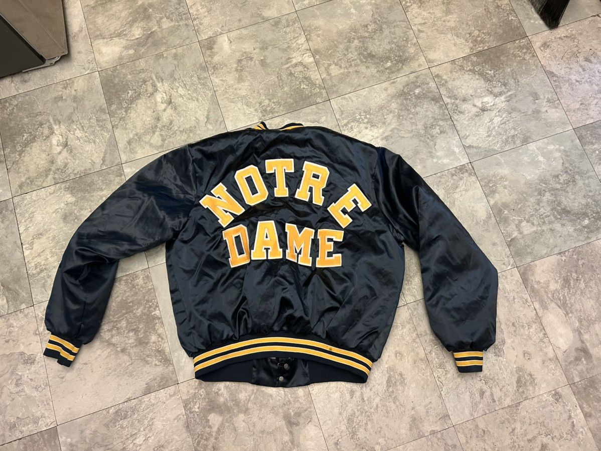 Other Vintage Notre Dame Locker Spell Out Satin Bomber Jacket - XL Size US XL / EU 56 / 4 - 24 Thumbnail