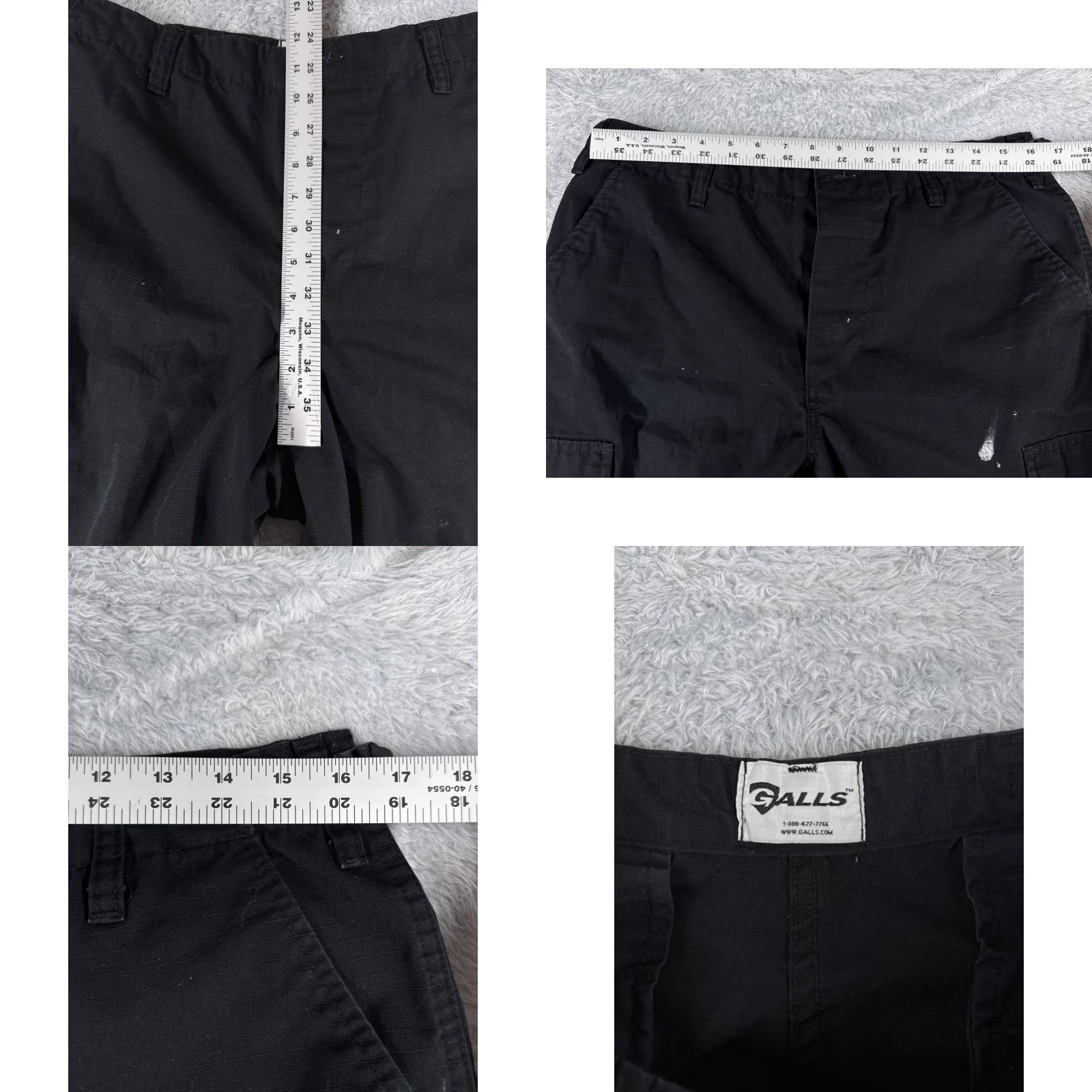 Vintage Galls Cargo Pants Mens Regular Black Cotton Canvas Cargo Pocket Relaxed Straight 30in Inseam 34in Waist Baggy Workwear Military Style Trousers Size US 31 - 8 Thumbnail