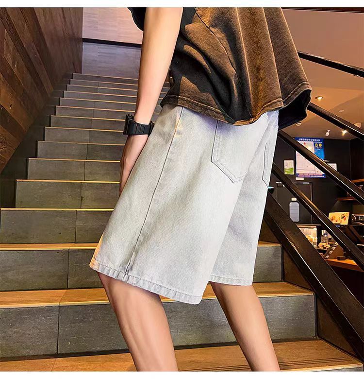 image of White High Street Vintage Loose Fit Denim Shorts, Men's (Size 30)
