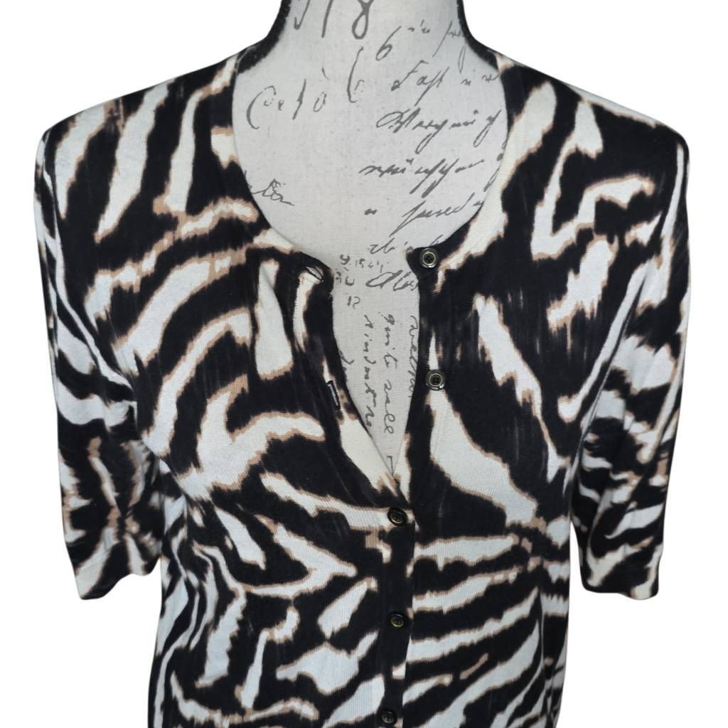 Ann Taylor Ann Taylor Women's Size Med Black White Tan Animal Print Elb Size M / US 6-8 / IT 42-44 - 4 Thumbnail