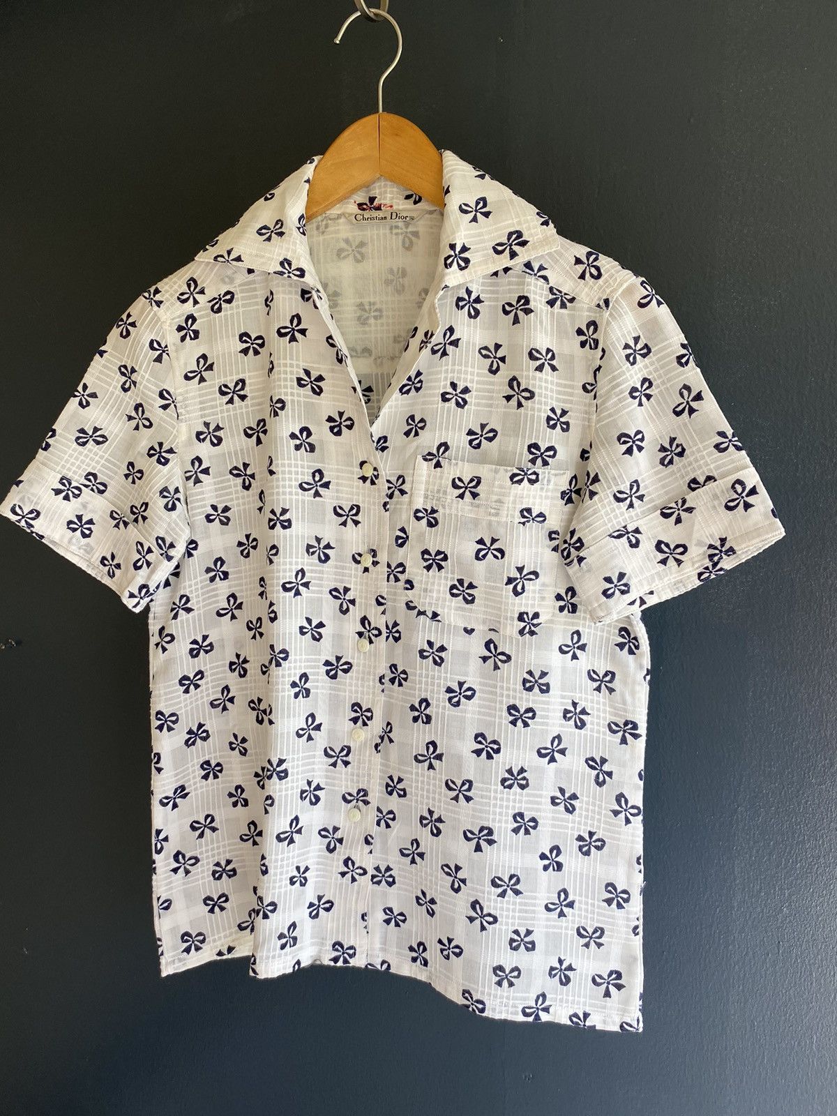 image of Christ Dior Bow Print Shirt in White, Women's