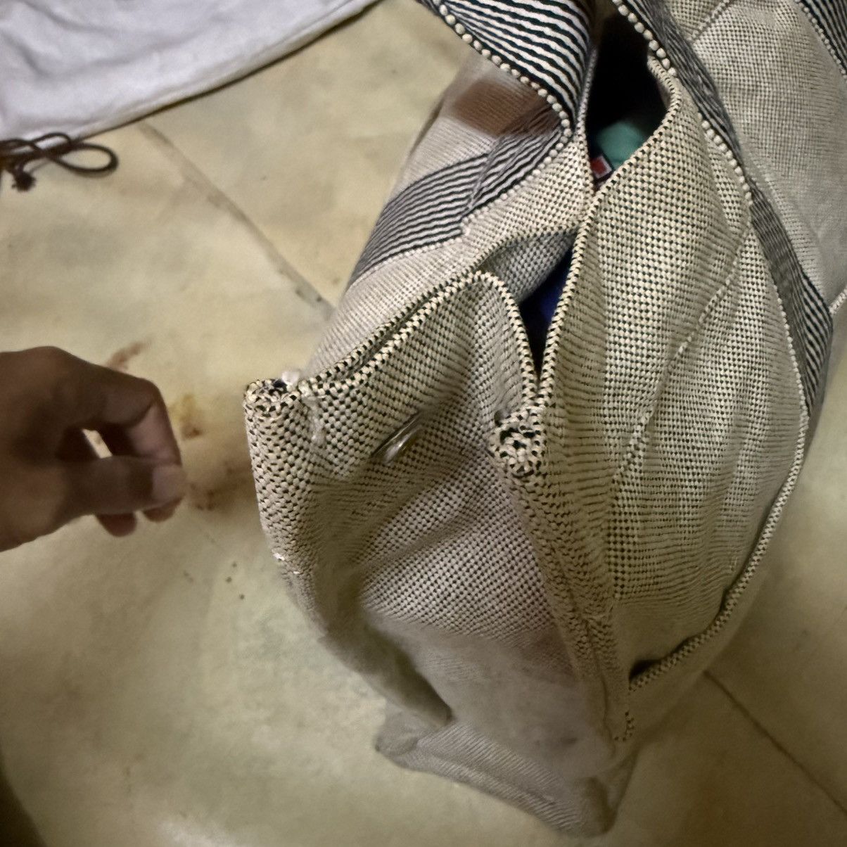 Hermes Vintage Luxury Hermes Tote Bag Herline Bag Grey Cavas Bag Size ONE SIZE - 8 Thumbnail