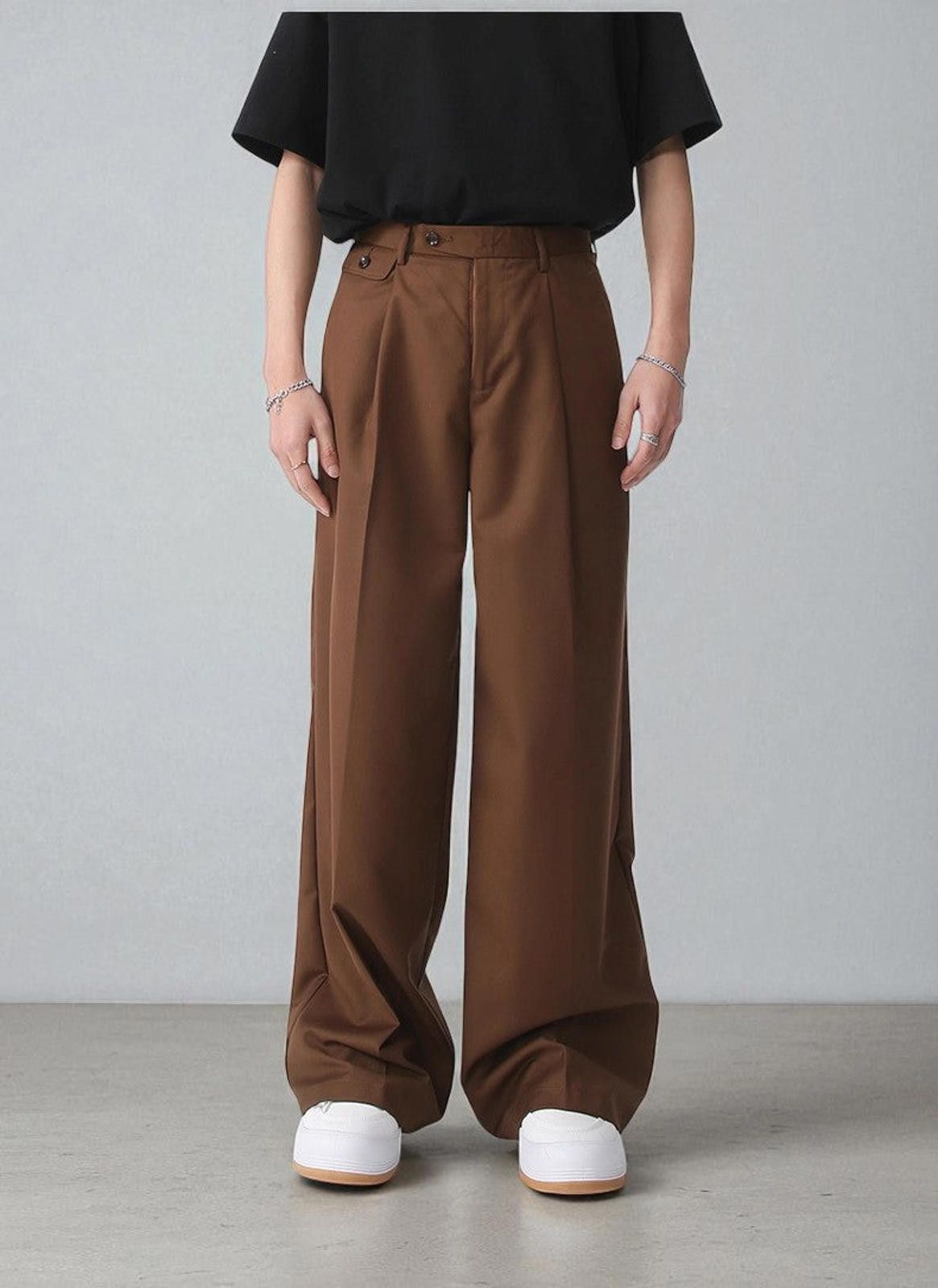 Japanese Brand Wide-Leg Tailored Trousers - High-Waist Architectural Pants Size 28" / US 6 / IT 42 - 11 Thumbnail